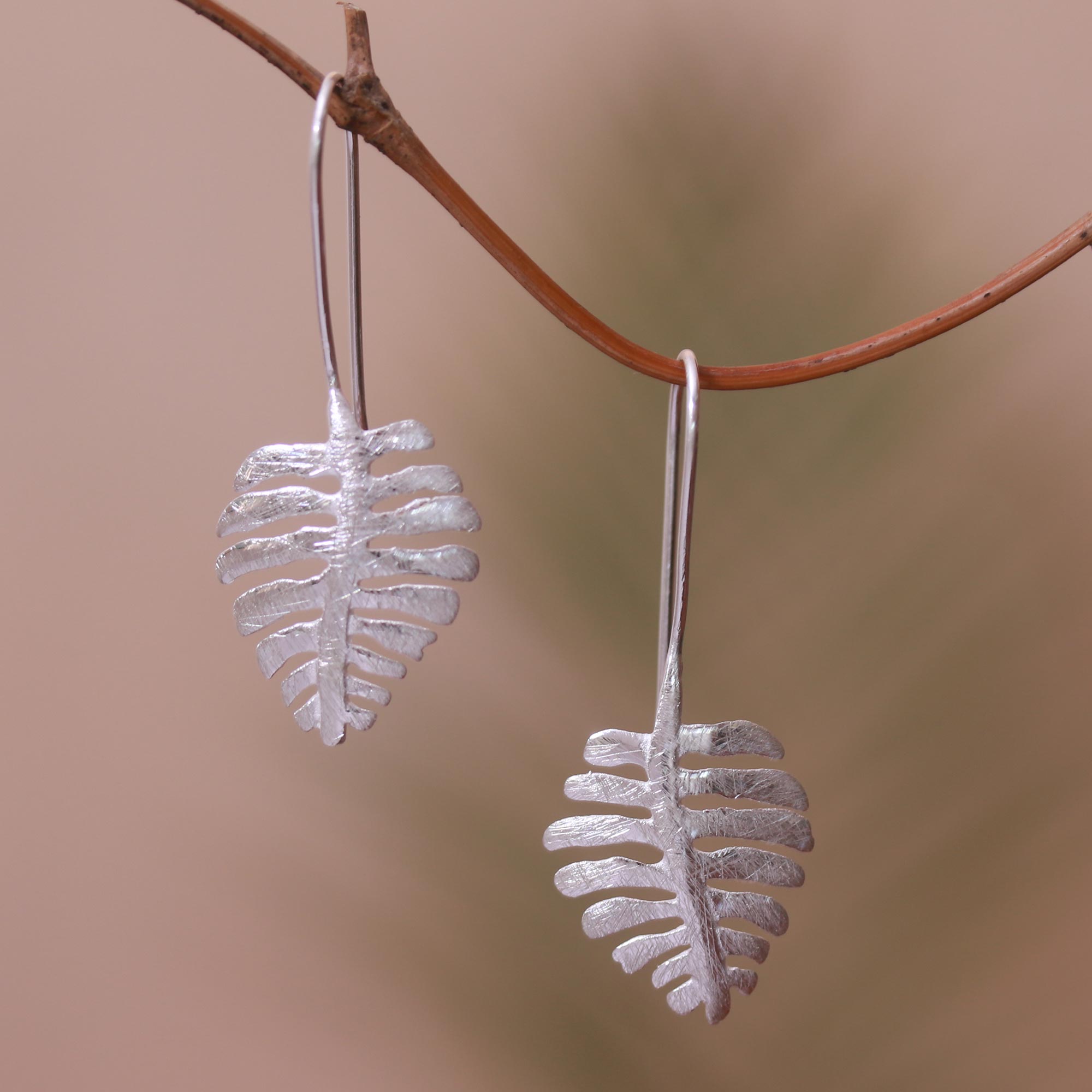 Premium Monstera Leaf Sterling Silver Drop Earrings - Handcrafted Elegance