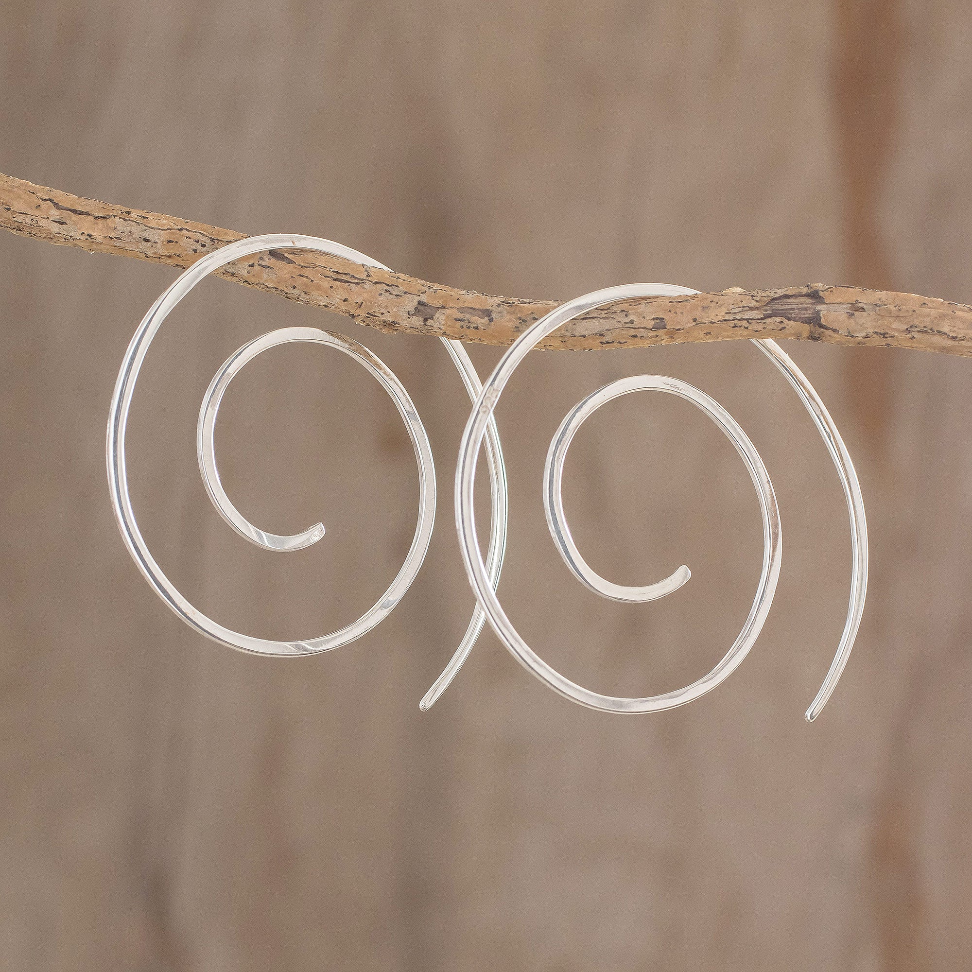 Premium Fibonacci Spiral Sterling Silver Half-Hoop Earrings - Artisan Crafted in Guatemala