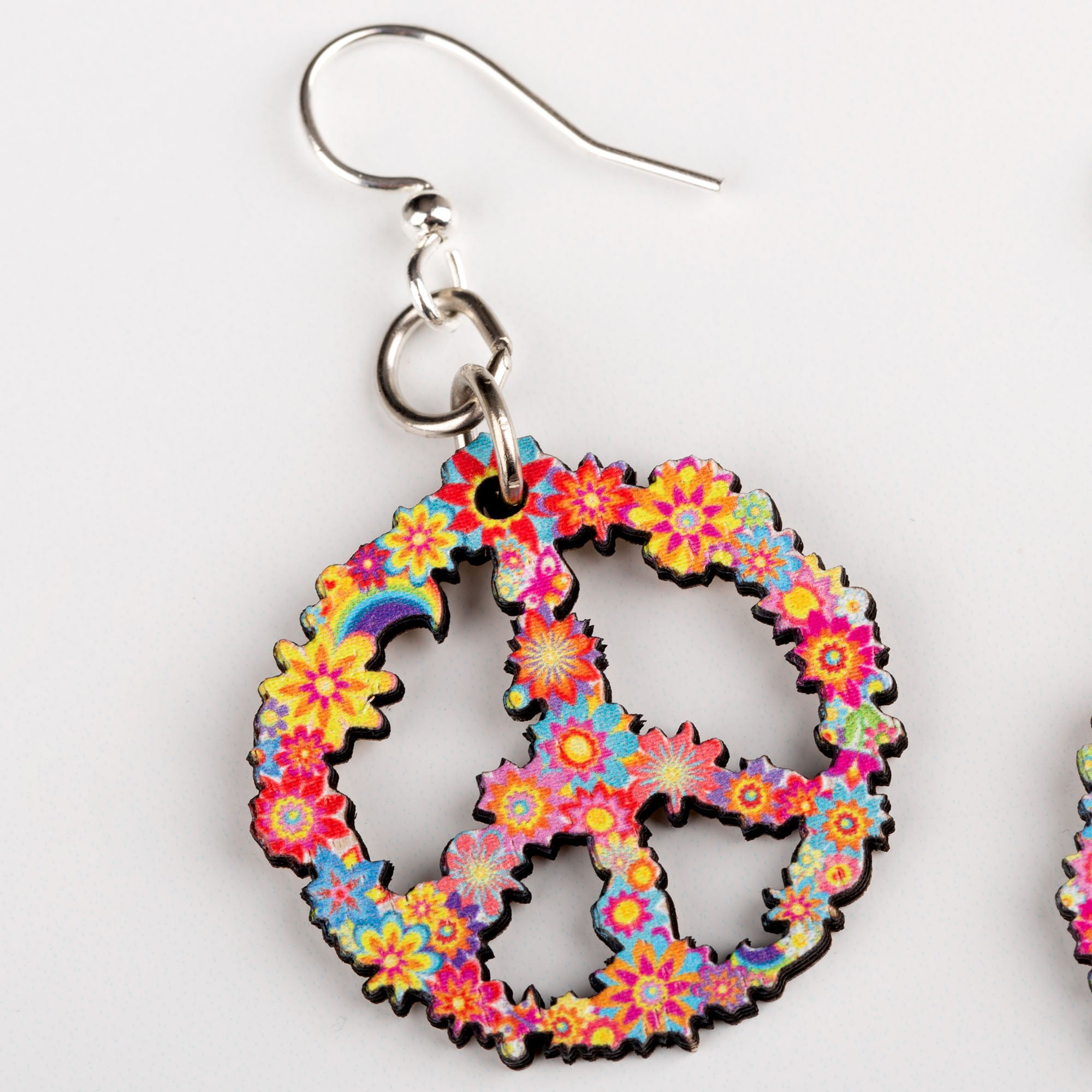 Premium Blossom Wooden Peace Sign Earrings - Eco-Friendly & Essential Oil Diffuser