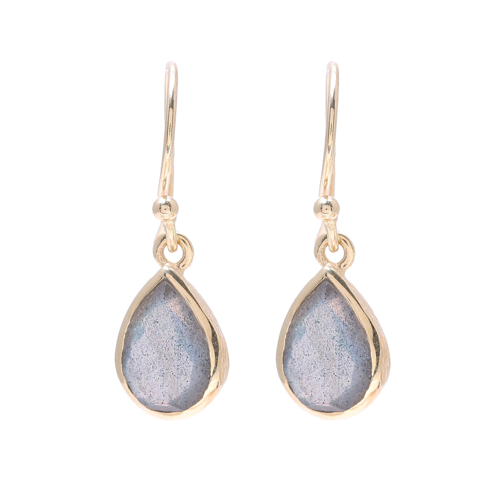 Premium Gold Plated Labradorite Dangle Earrings - 4-Carat Statement Jewelry