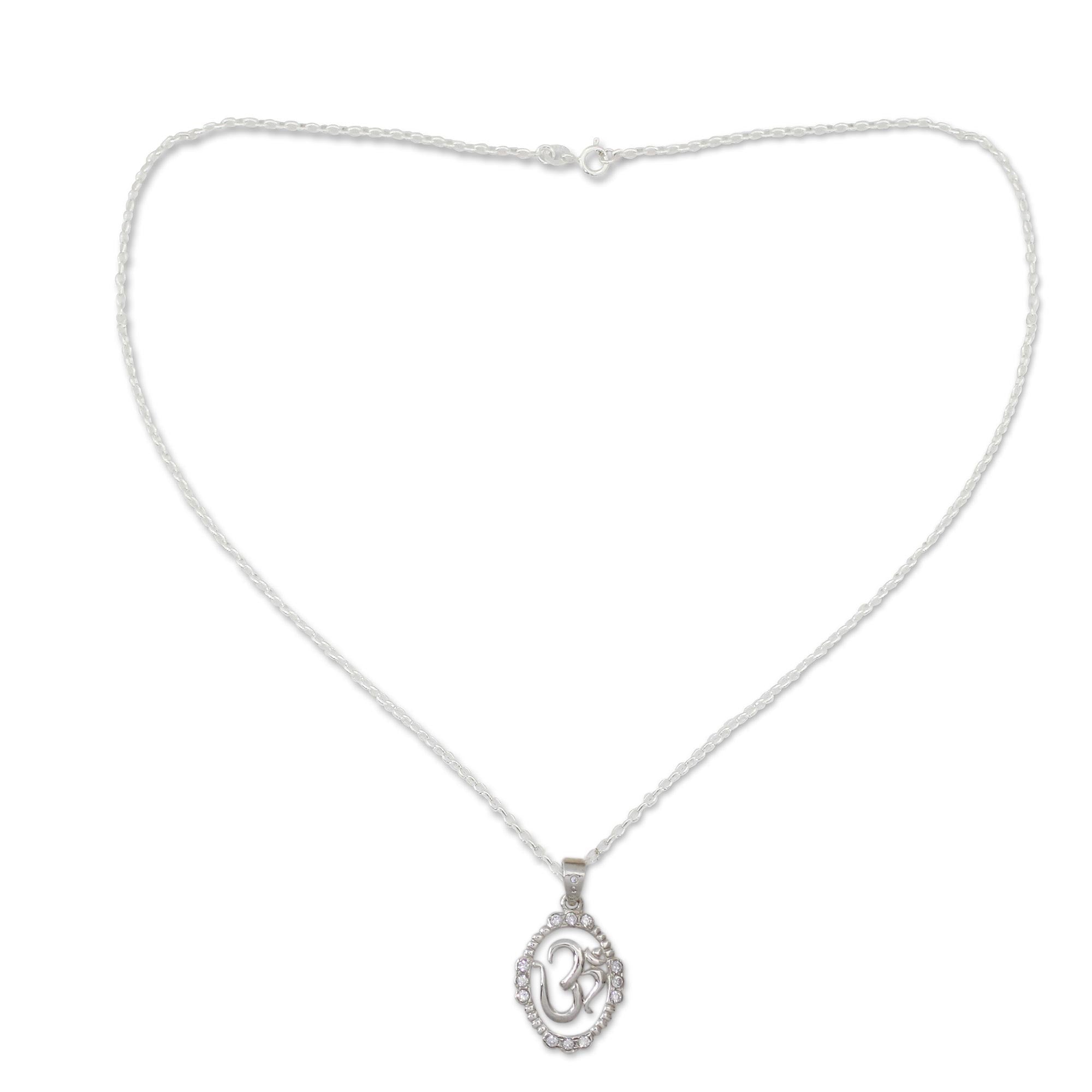 Premium Om Sterling Silver Pendant Necklace - Handcrafted Spiritual Jewelry