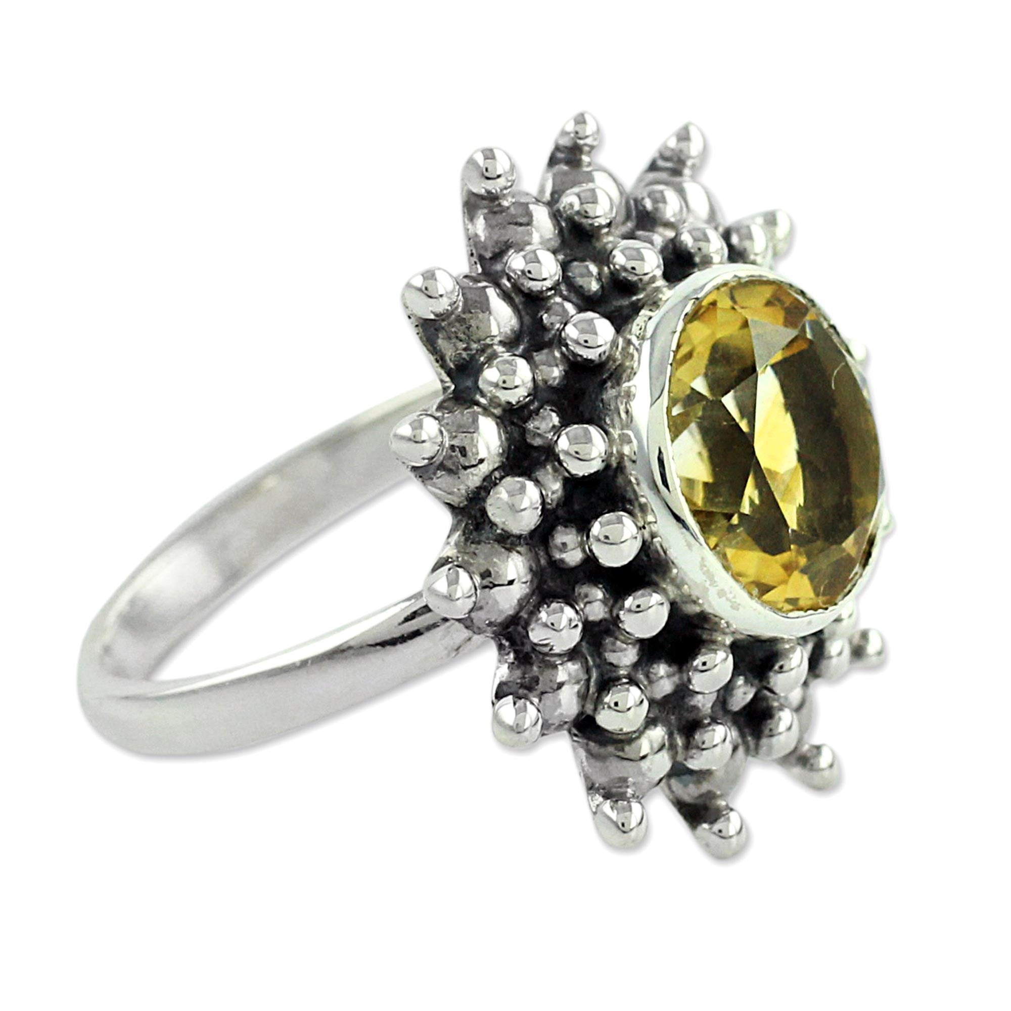 Premium Citrine Star Ring - Artisan Crafted Sterling Silver Jewelry