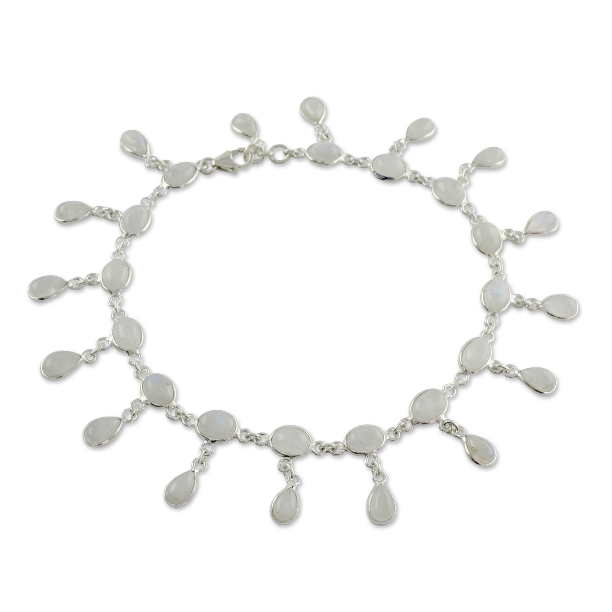 Premium Moon Dancer Rainbow Moonstone Anklet – Ultimate Elegance