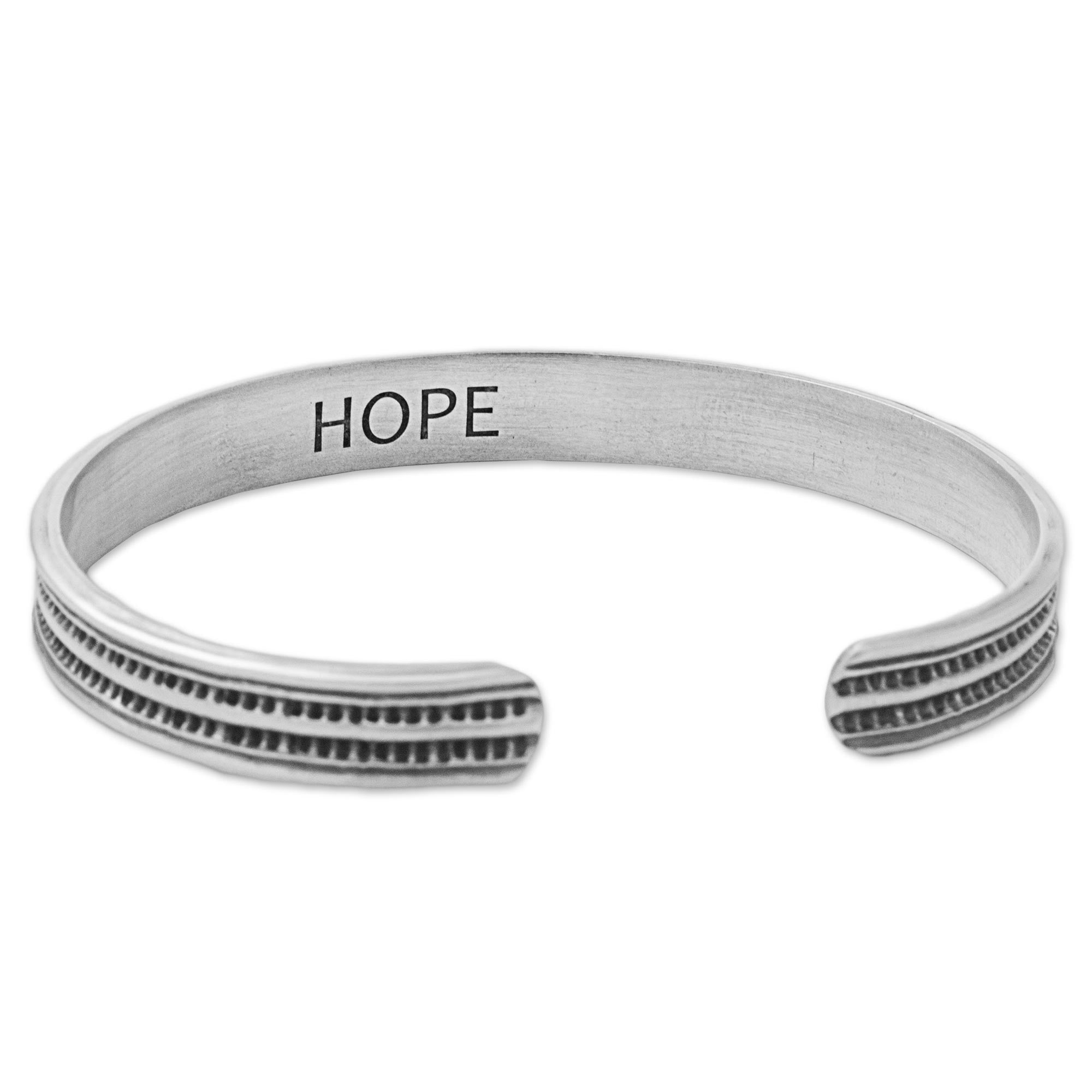 Premium Sterling Silver 'Hope' Cuff Bracelet - Handcrafted by Thai Artisans