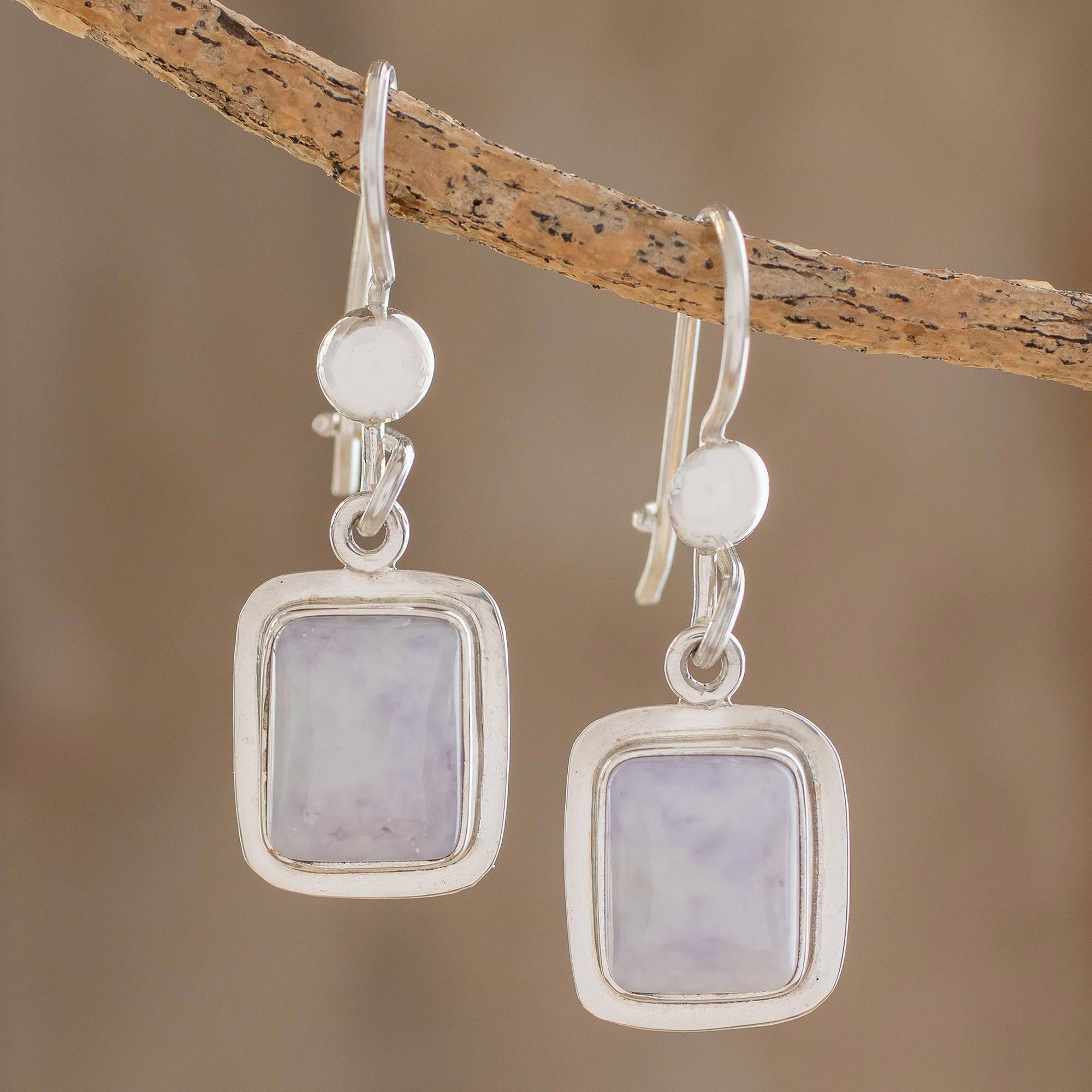 Premium Lilac Jade Modern Earrings - Fair Trade & Sterling Silver