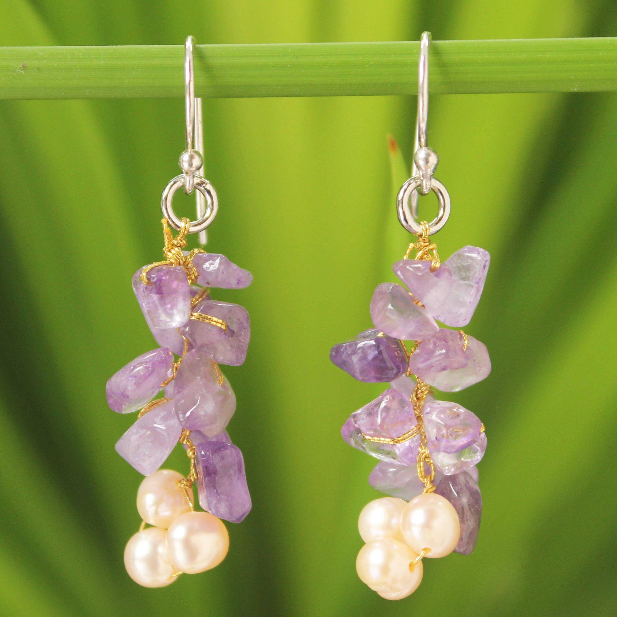 Premium Amethyst & Freshwater Pearl Drop Earrings