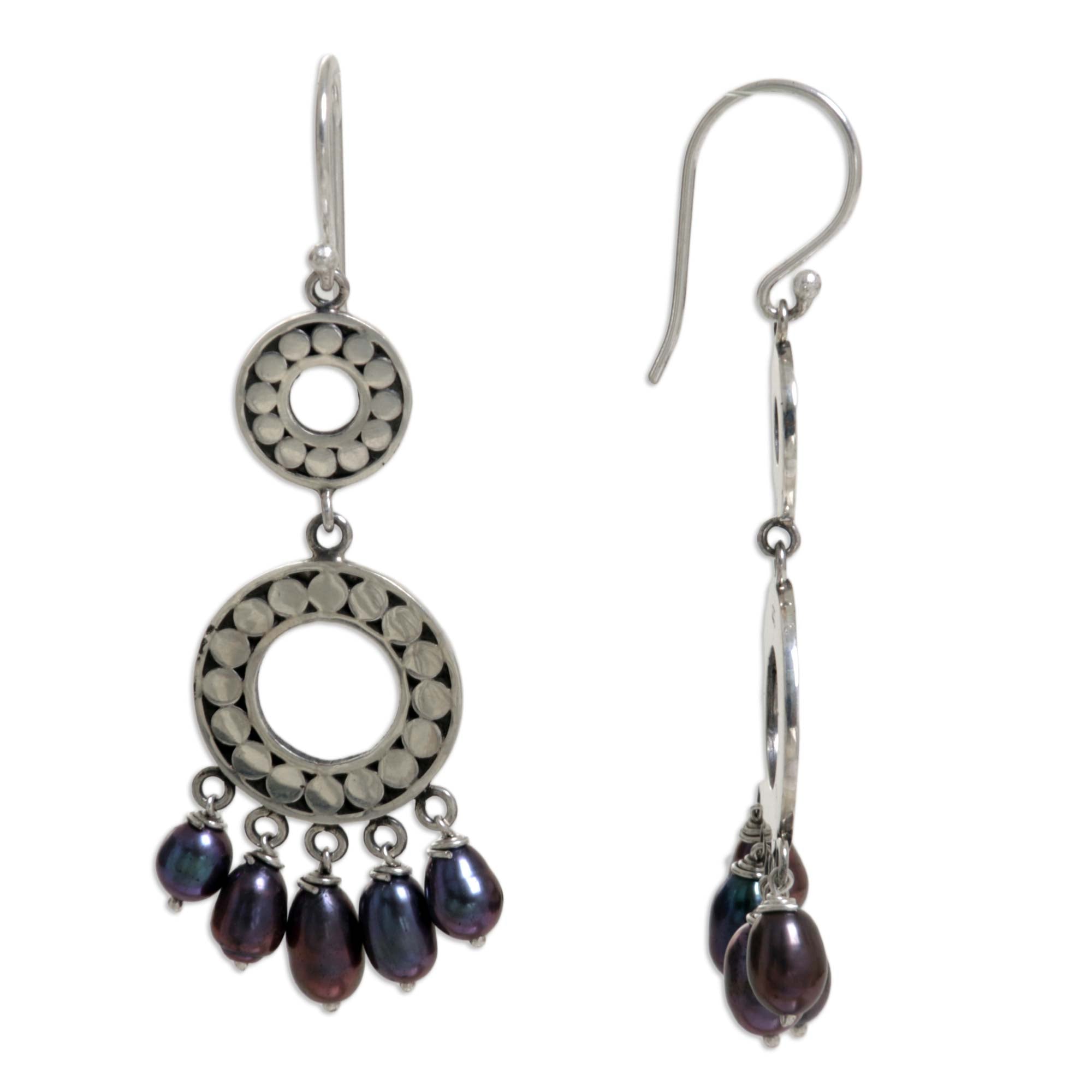 Premium Eclipse Black Pearl Chandelier Earrings