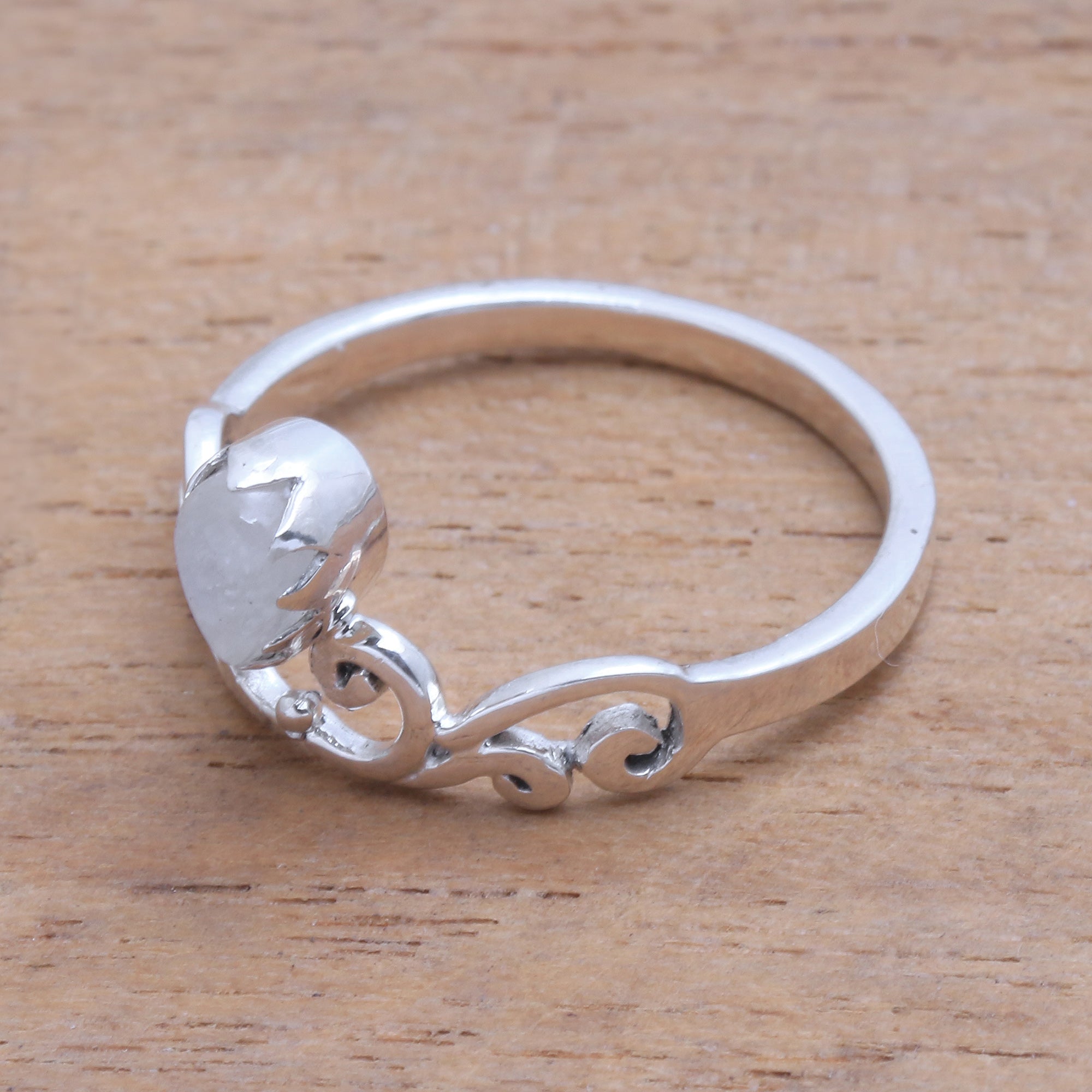 Premium Moonstone Spiral Vine Ring – Handcrafted in Bali