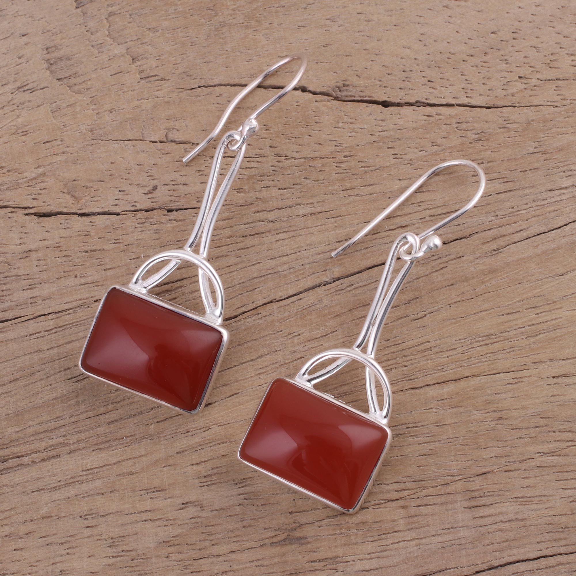 Premium Mystical Gaze Scarlet Onyx Dangle Earrings - Handcrafted in India