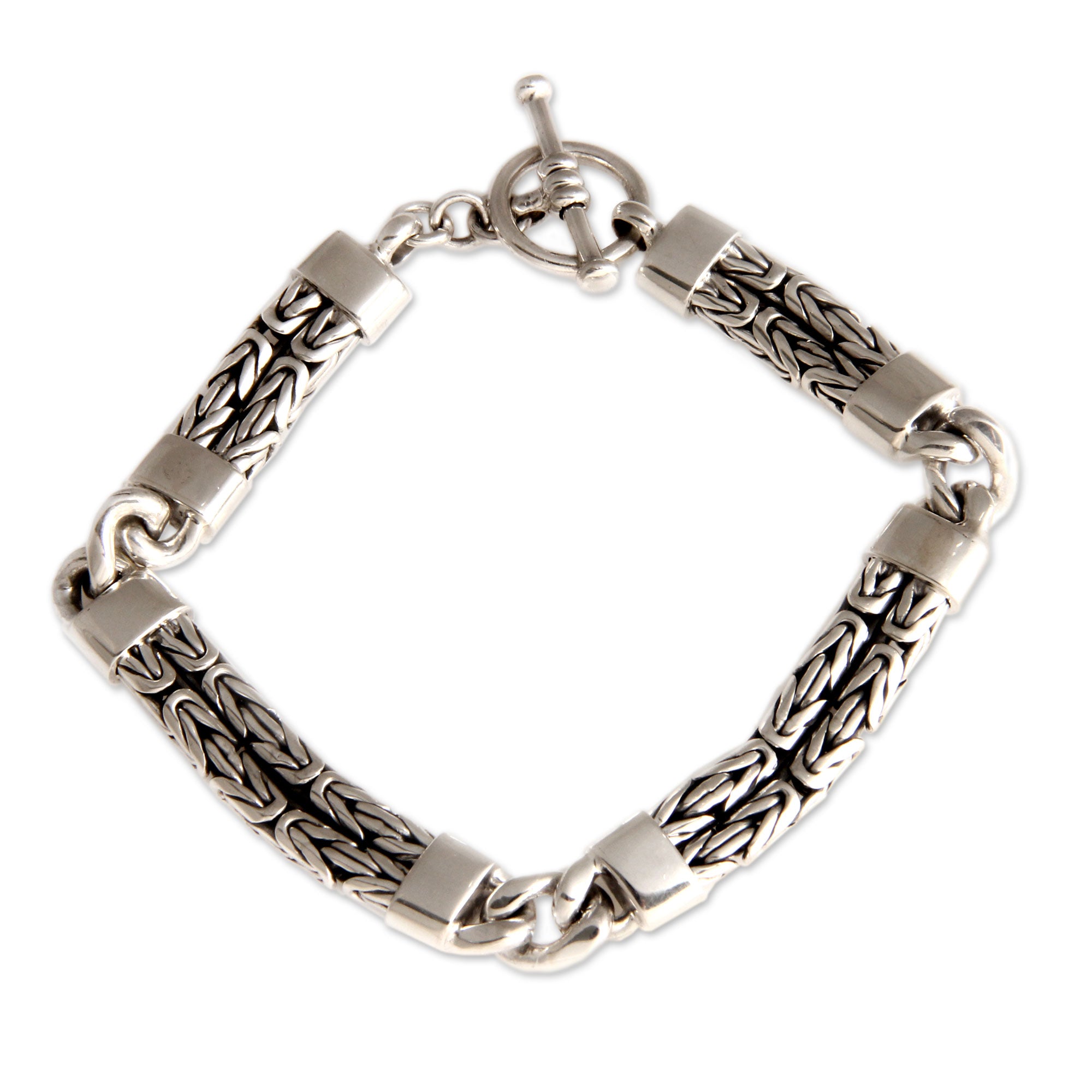 Premium Hand in Hand Men's Braided Sterling Silver Bracelet