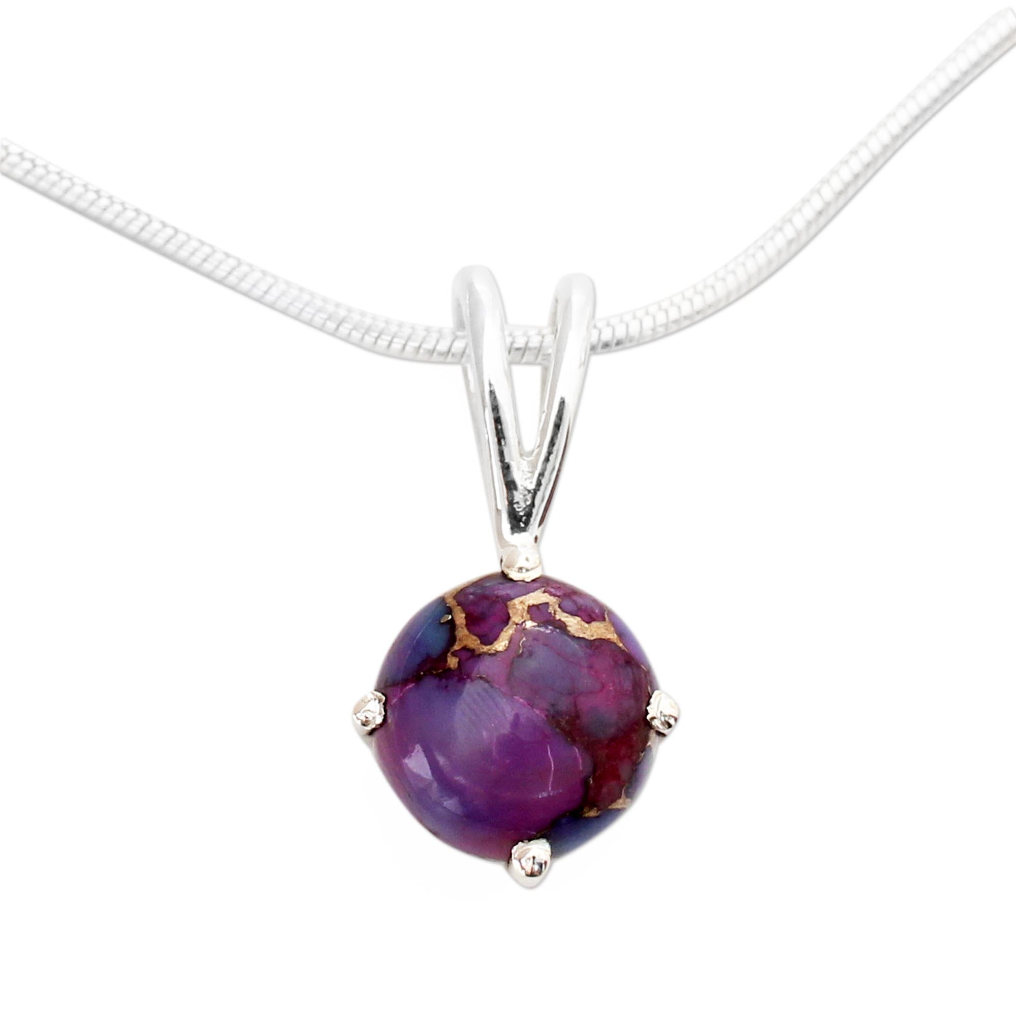 Premium Purple Storm Necklace with Composite Turquoise in 925 Sterling Silver