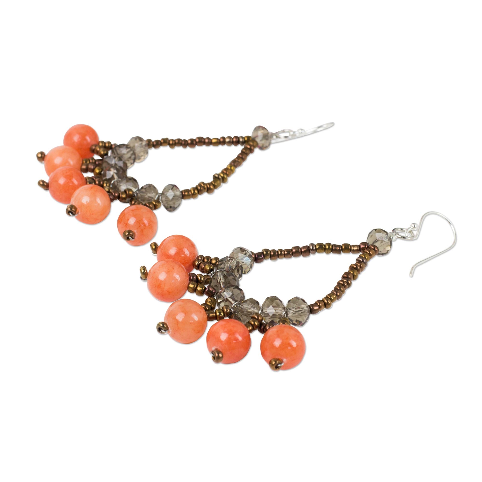 Premium Orange Harmony Handcrafted Beaded Earrings