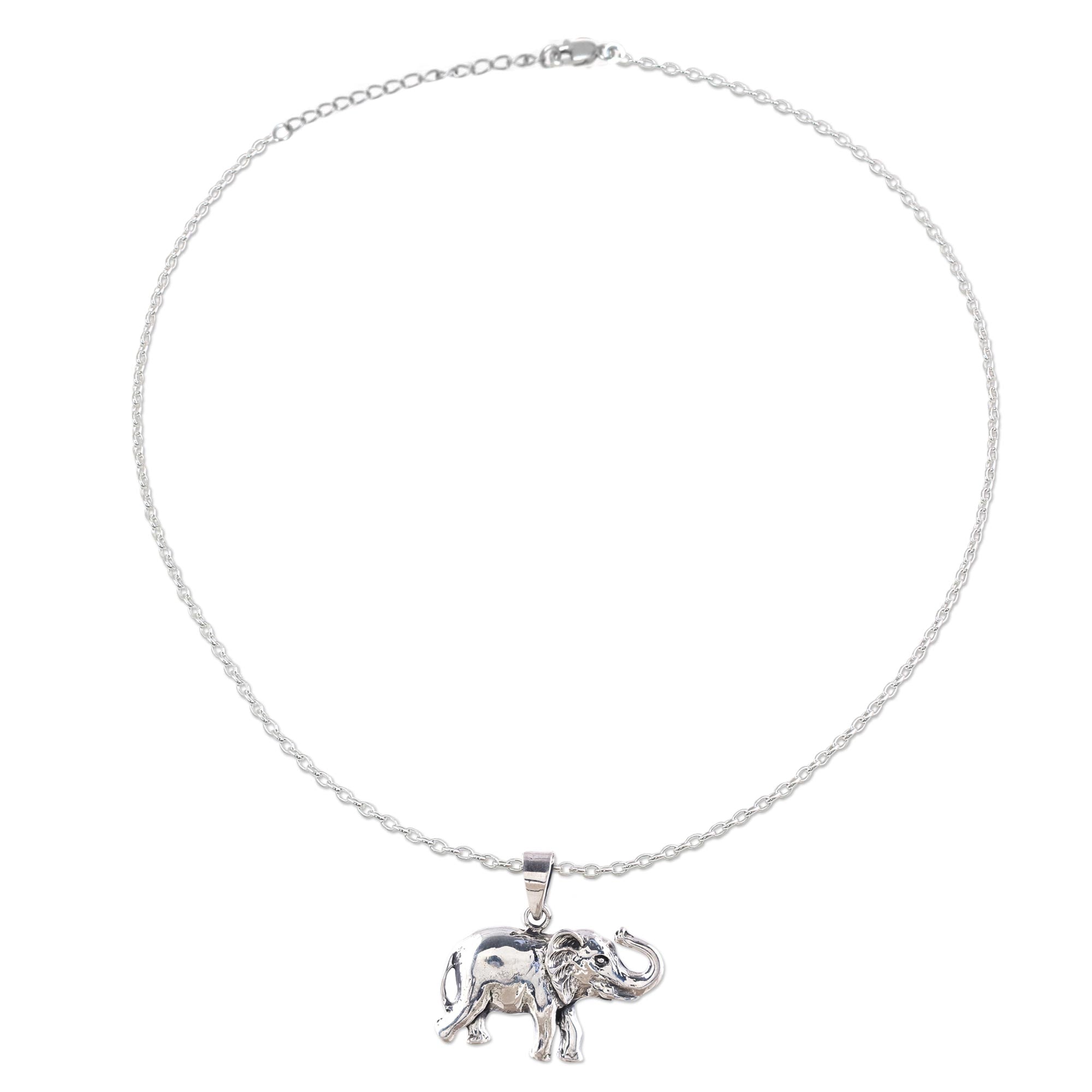 Premium Sterling Silver Elephant Pendant Necklace - Handcrafted Elegance