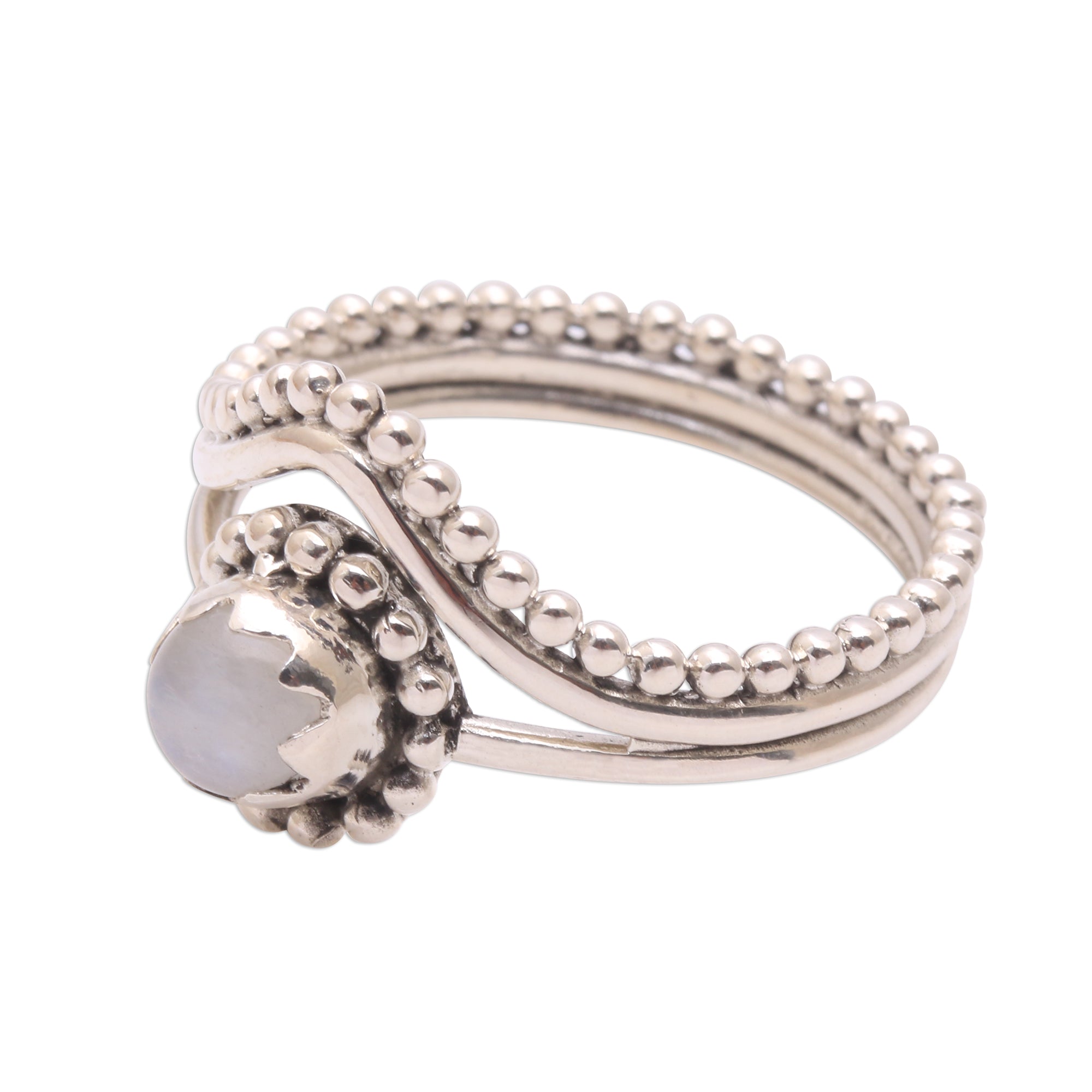 Premium Enshrined Rainbow Moonstone Cocktail Ring