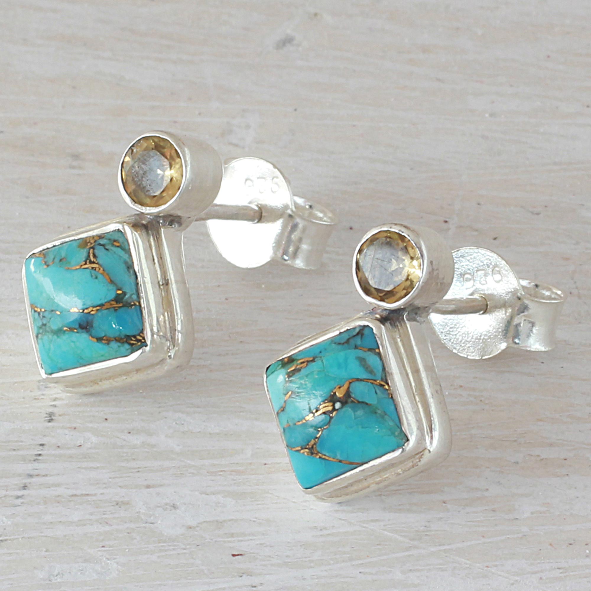 Premium Turquoise Sparkle Earrings - Handcrafted Silver Elegance