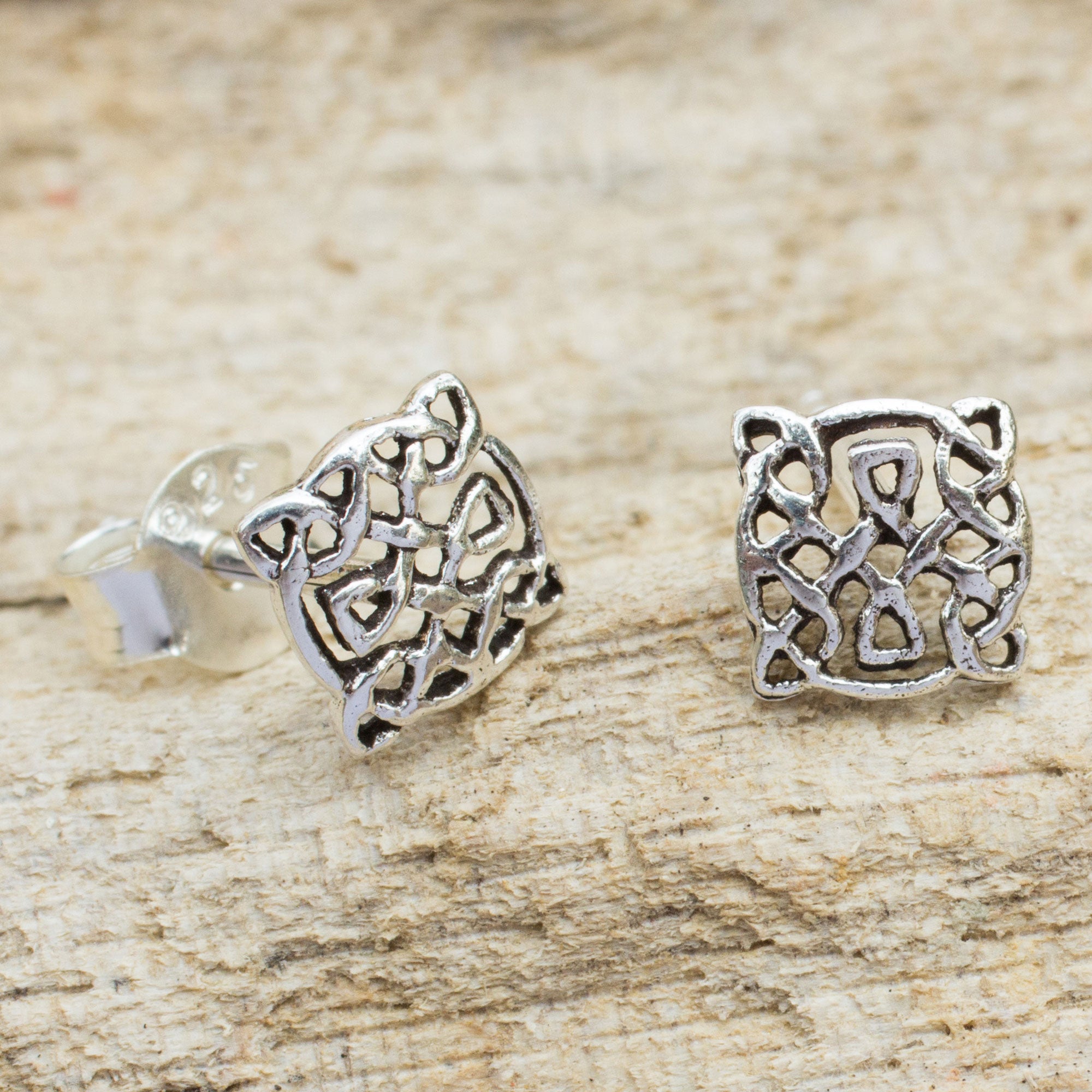 Premium Celtic Knot Sterling Silver Stud Earrings - Handcrafted Elegance