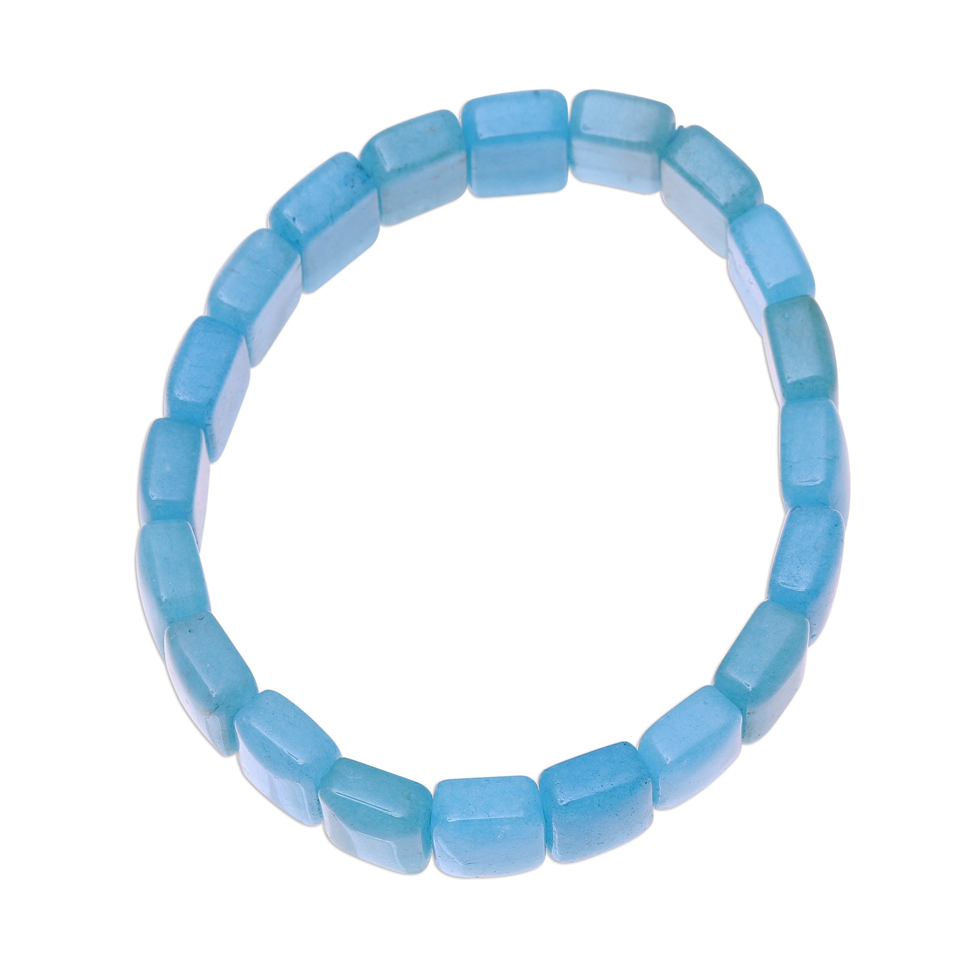 Premium Frozen Sea Blue Agate Stretch Bracelet - Handcrafted Elegance