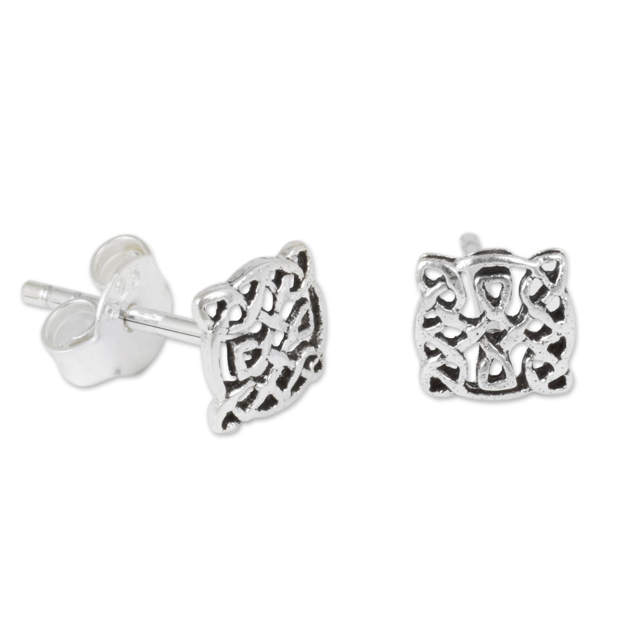 Premium Celtic Knot Sterling Silver Stud Earrings - Handcrafted Elegance