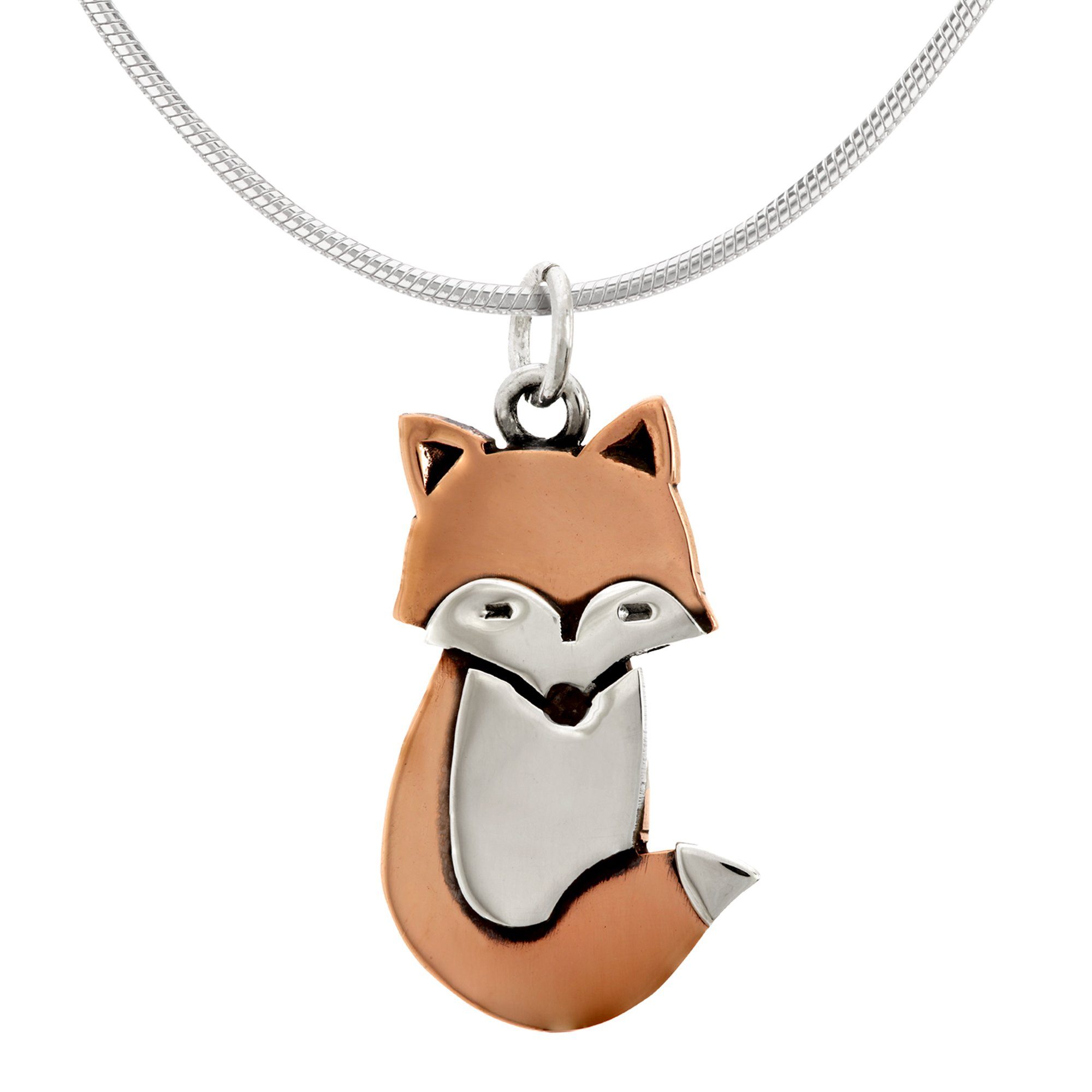 Premium Sterling & Copper Fox Necklace - Handmade Elegance