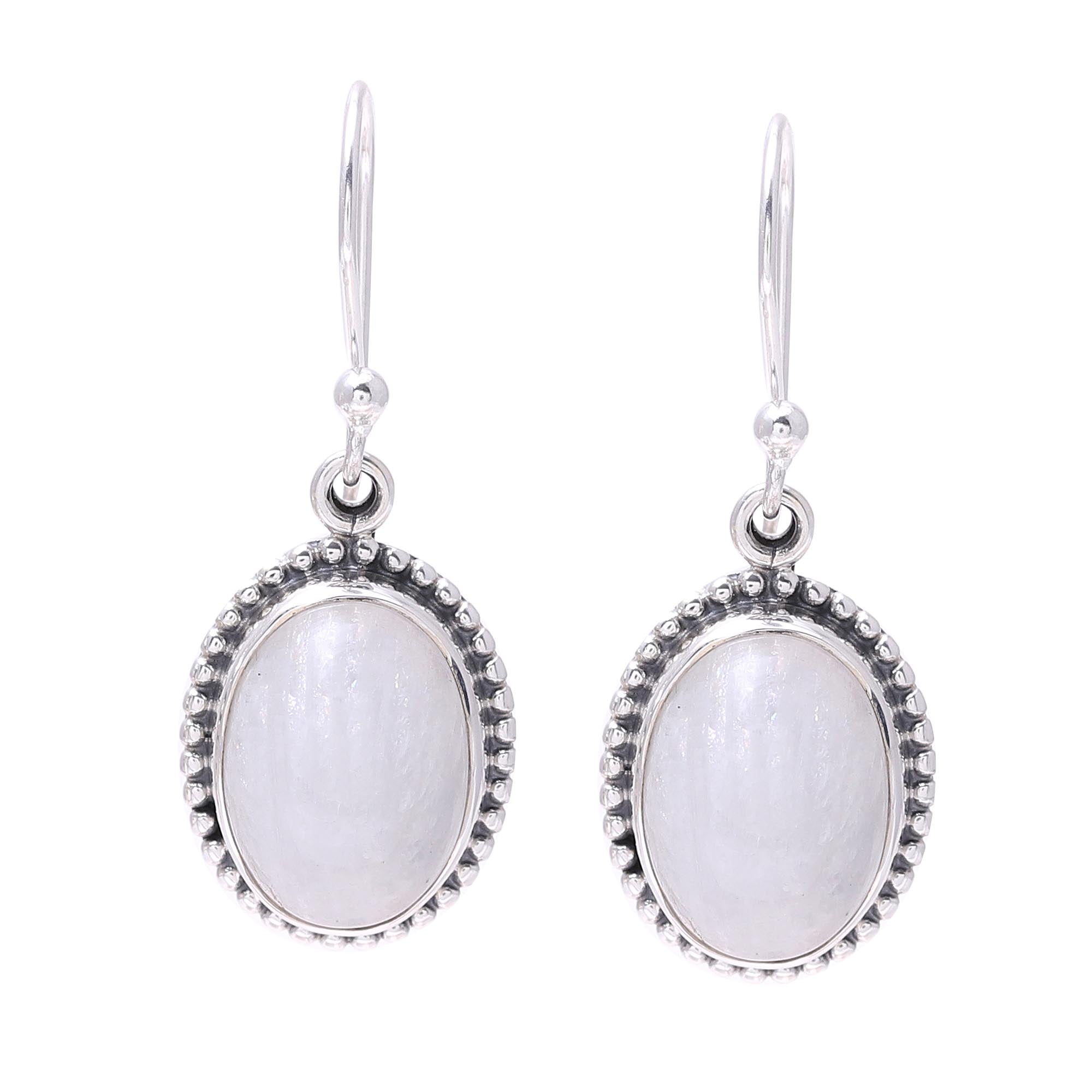 Premium Rainbow Moonstone Magic Mist Dangle Earrings - Ultimate Elegance