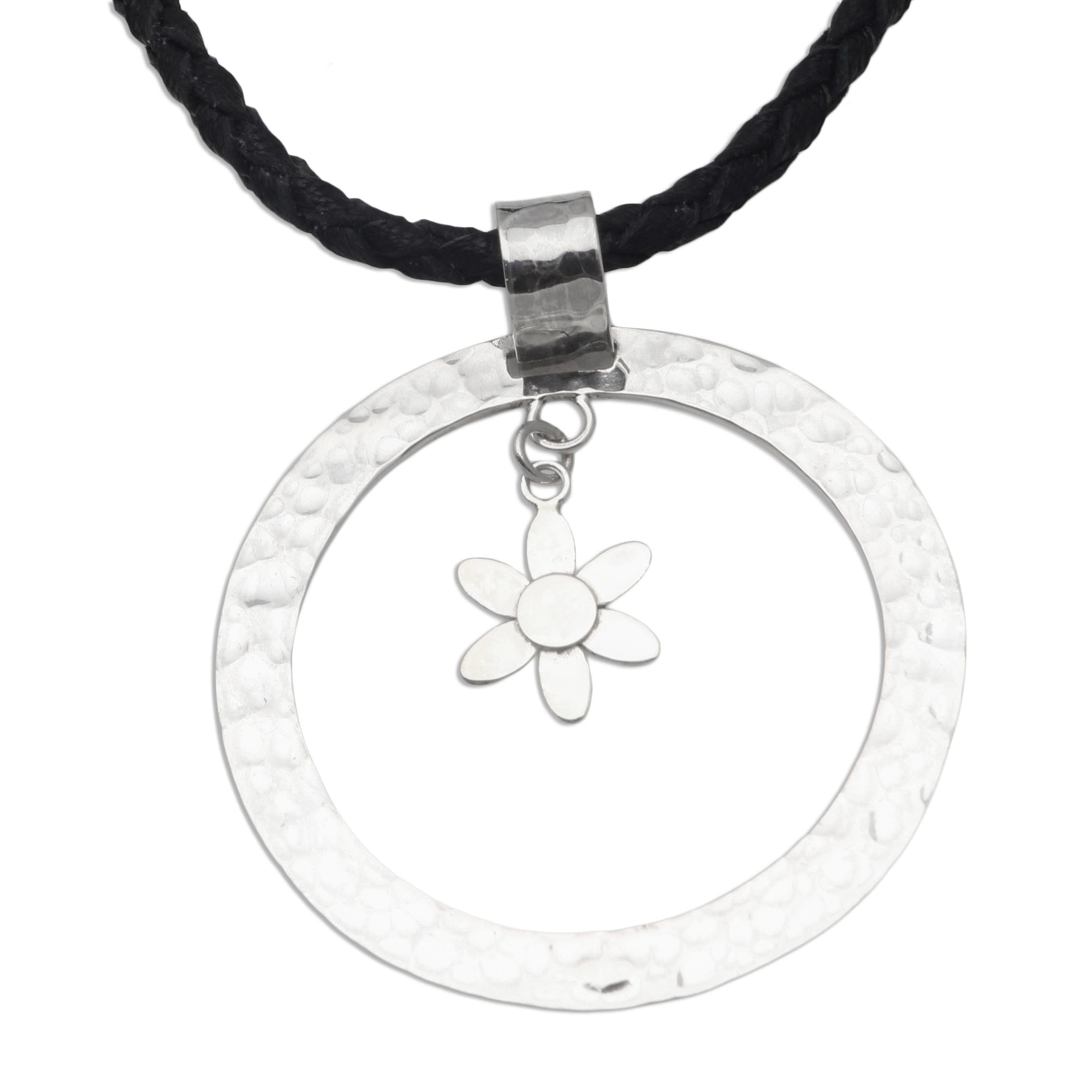 Premium Sterling Silver Floral Halo Pendant Necklace