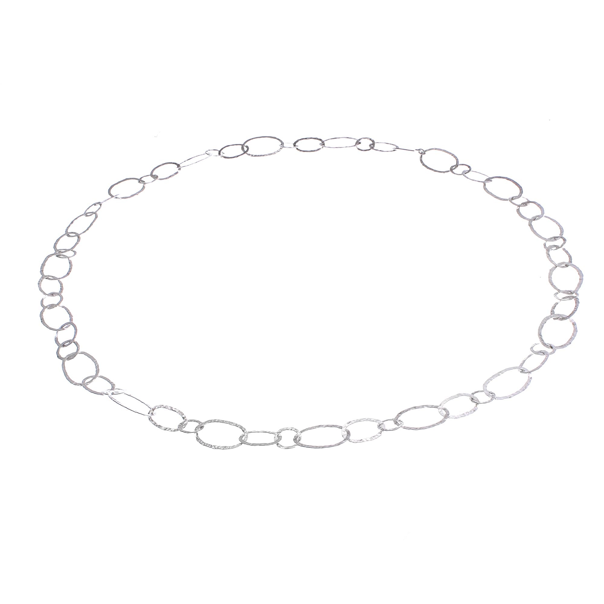 Premium Lanna Links Extra Long 950 Silver Hammered Necklace