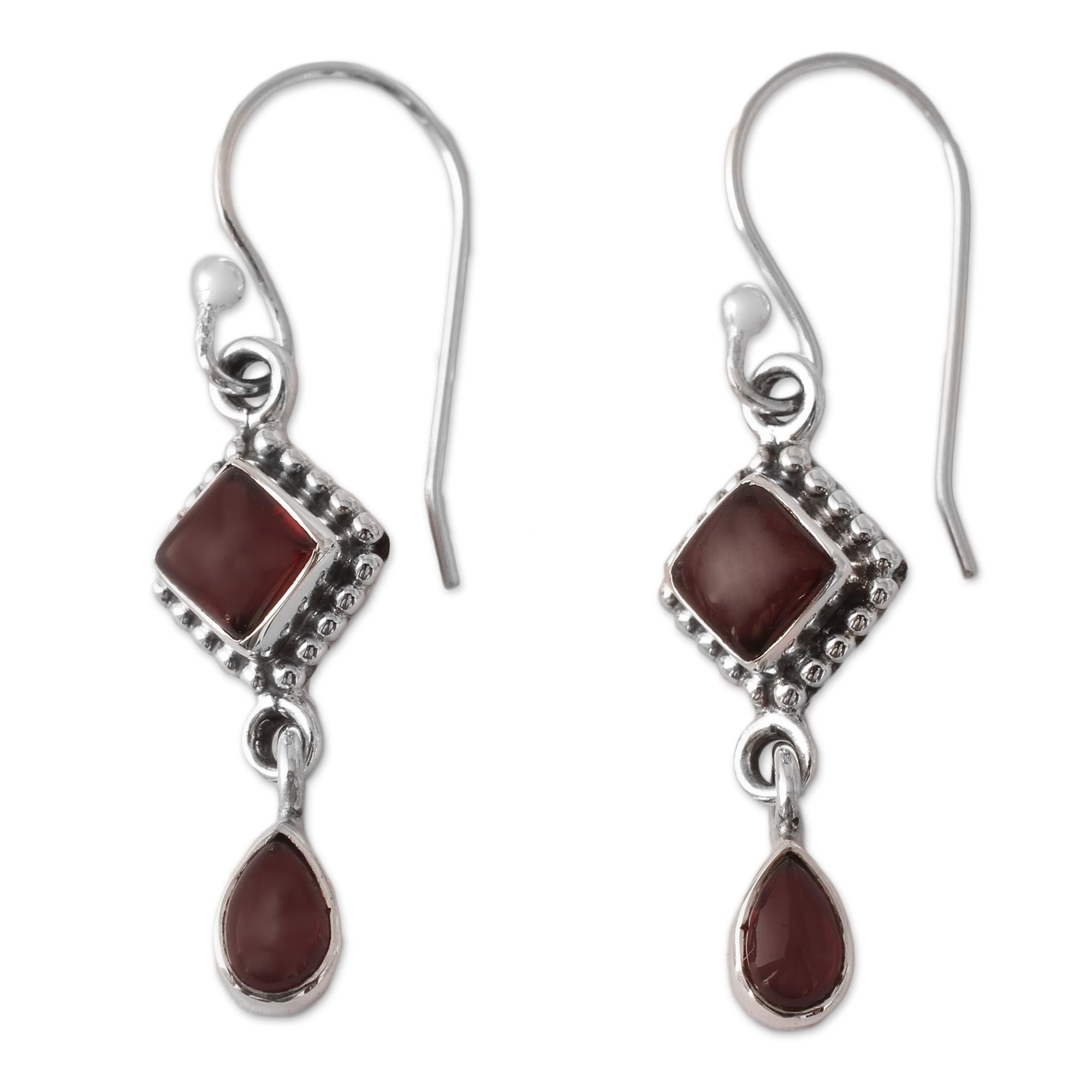 Premium Fire of Love Garnet Earrings - Handcrafted Sterling Silver