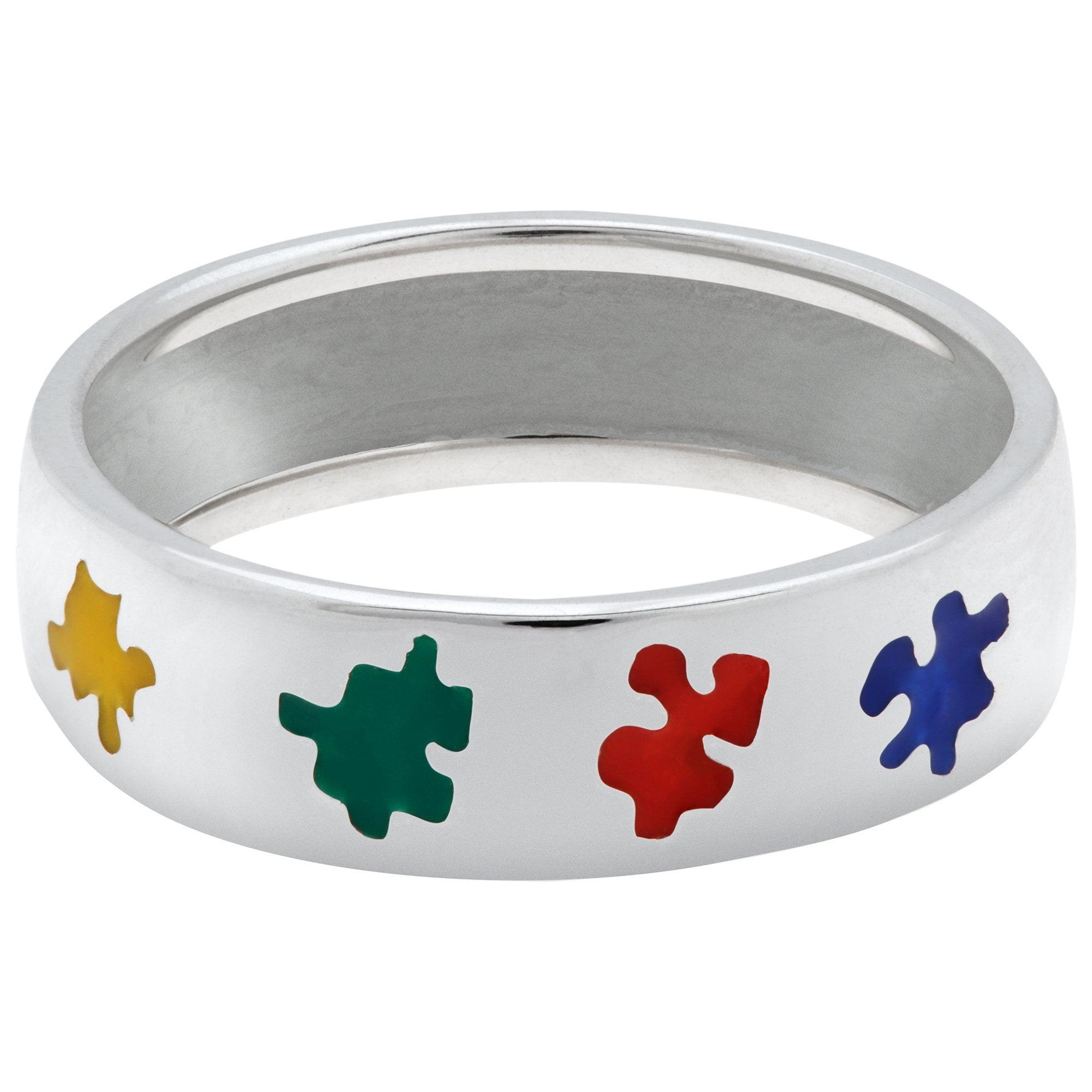 Premium Autism Awareness Sterling Silver Puzzle Ring