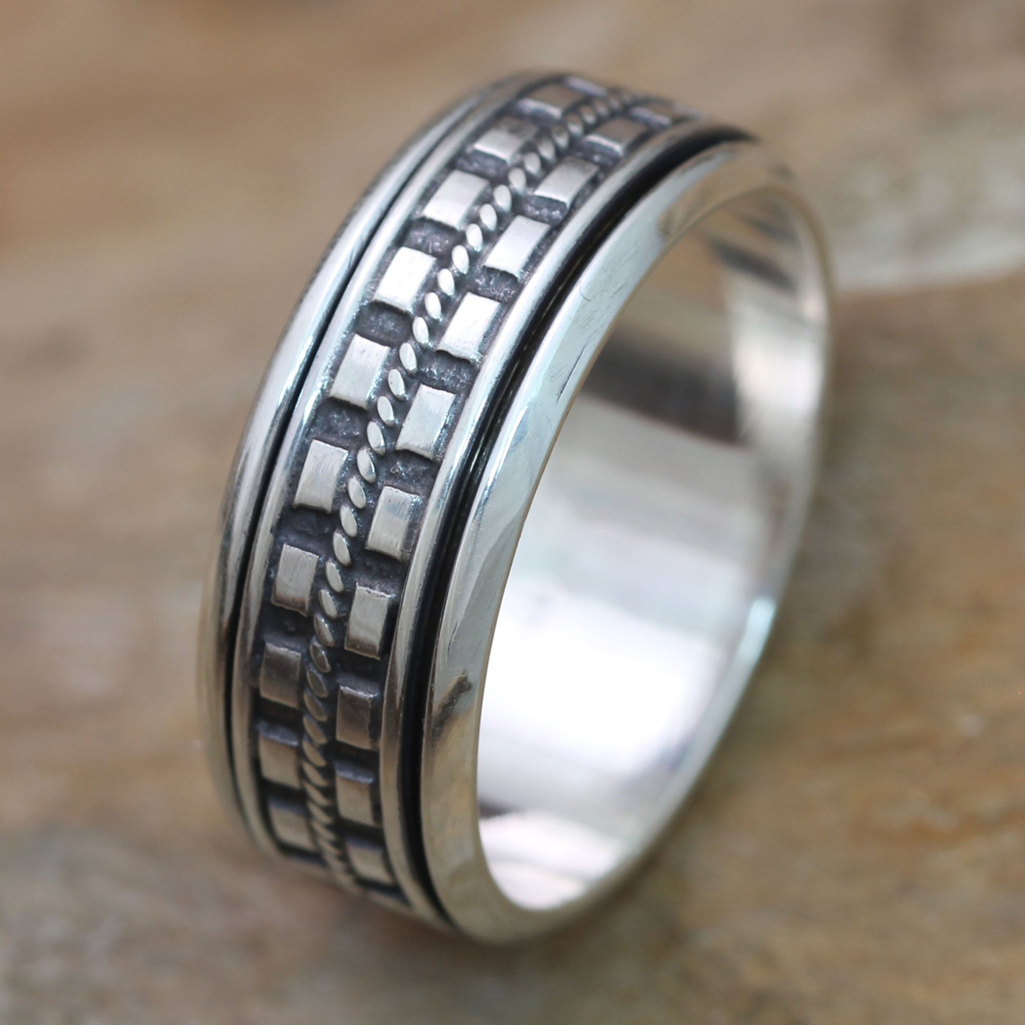 Premium Long Journey Silver Spinner Ring – Handcrafted Meditation Jewelry
