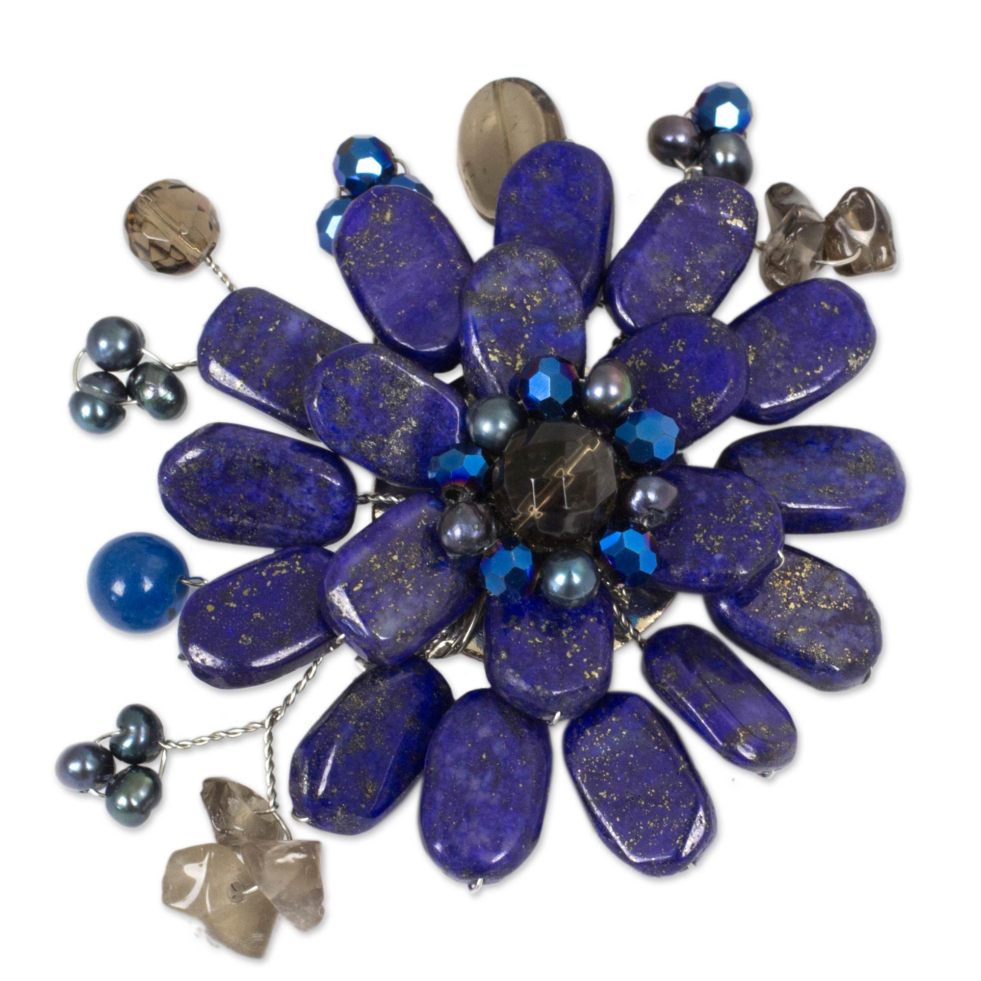 Premium Phuket Multi-Gem Floral Brooch - Handmade Elegance