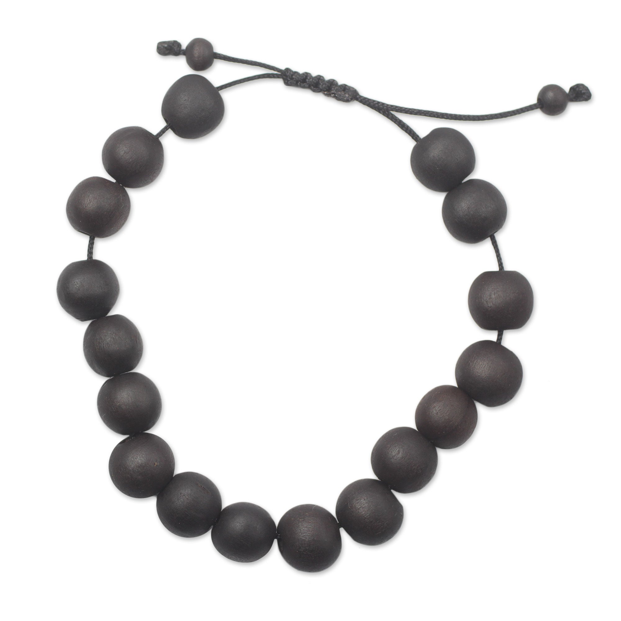 Premium Adjustable Ebony Wood Beaded Bracelet - Handcrafted in Ghana