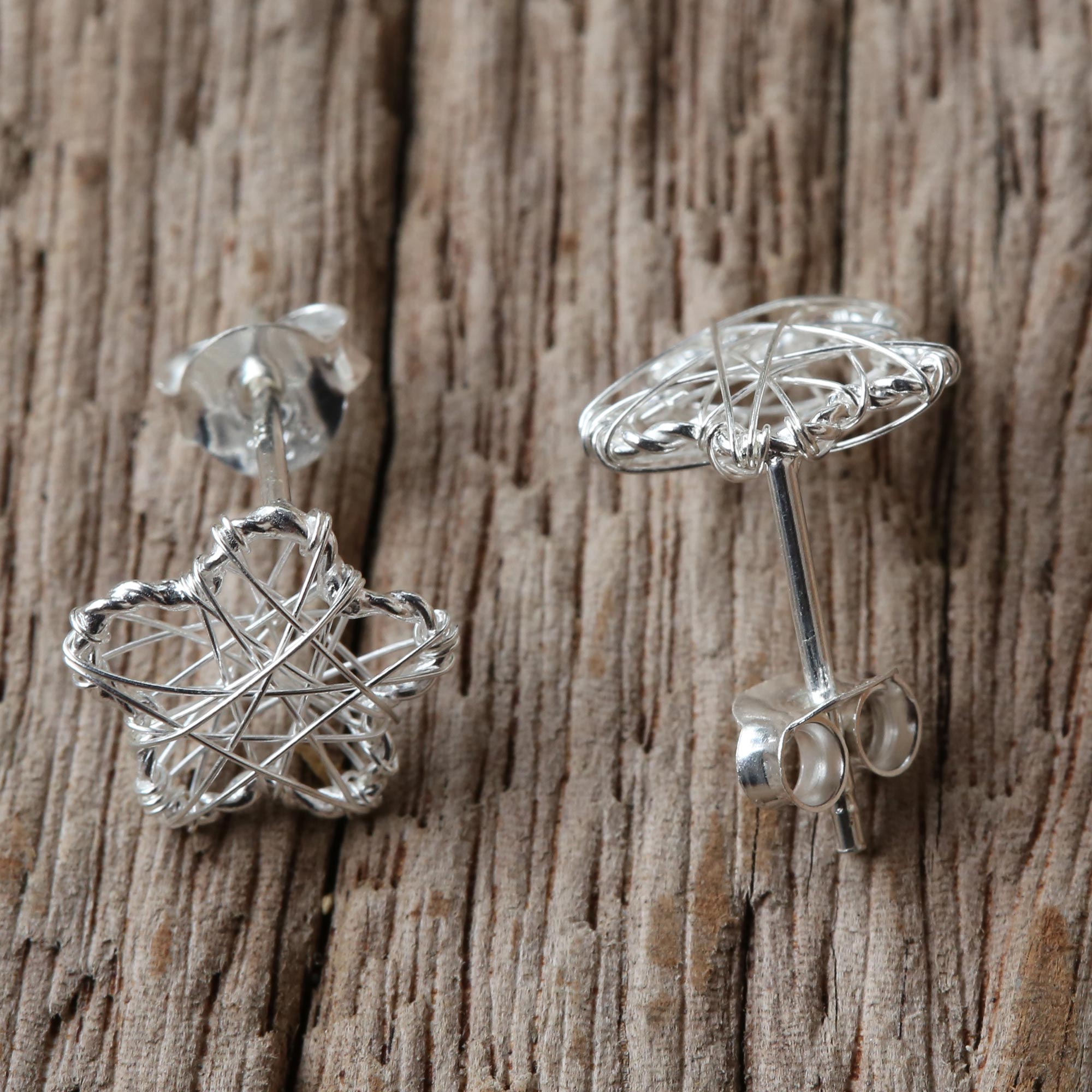 Premium Sterling Silver Floral Stud Earrings - Handcrafted in Thailand