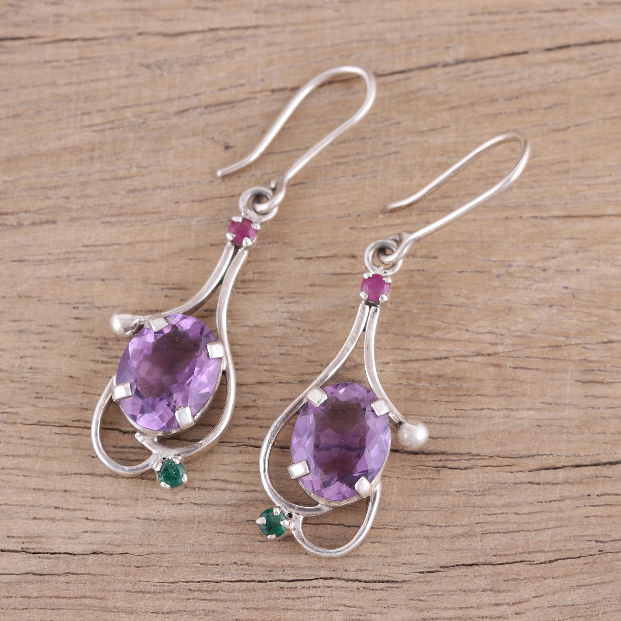 Premium Alluring Glisten Multi-Gemstone Dangle Earrings - Handcrafted in India