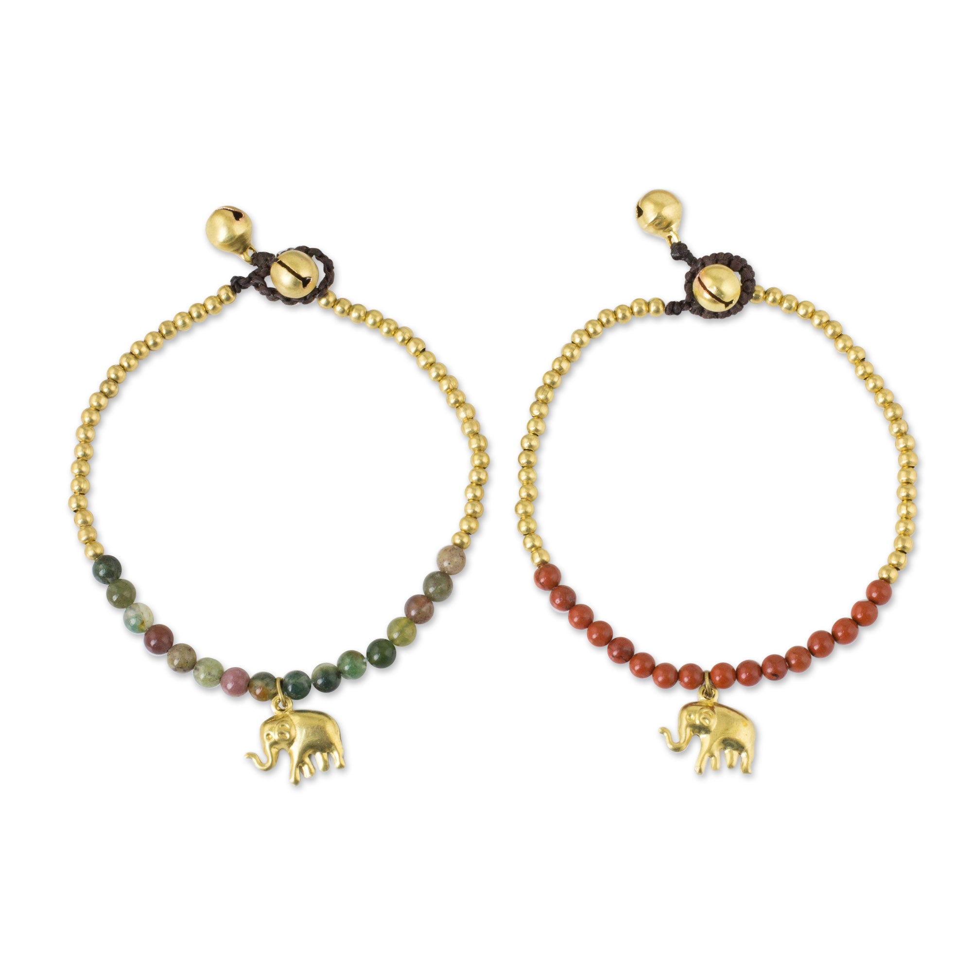 Premium Thai-Style Elephant Charm Bracelets with Jasper Beads