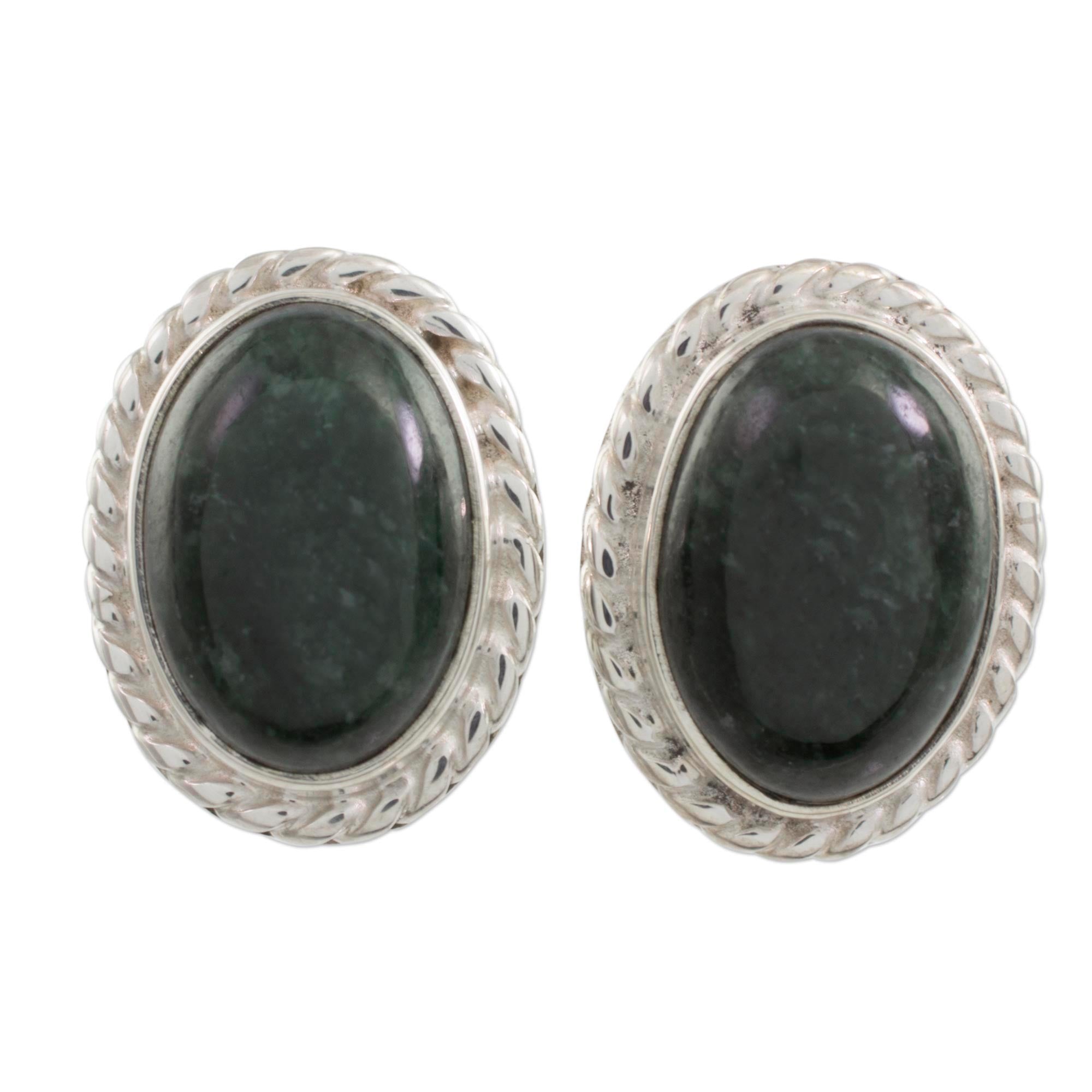 Premium Dark Mystique Jade Button Earrings - Handcrafted Elegance