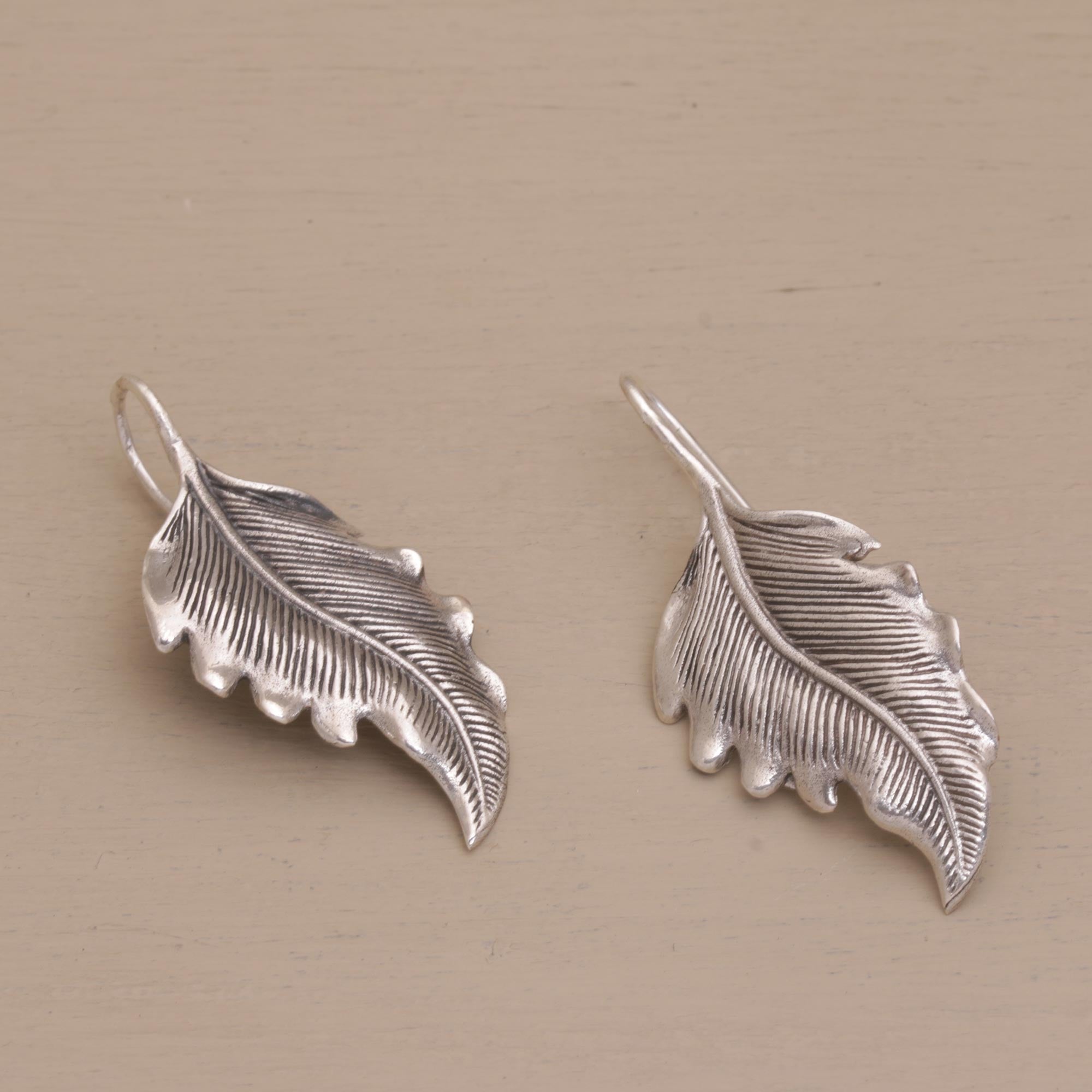 Premium Silver Leaf Drop Earrings - Handcrafted Elegance