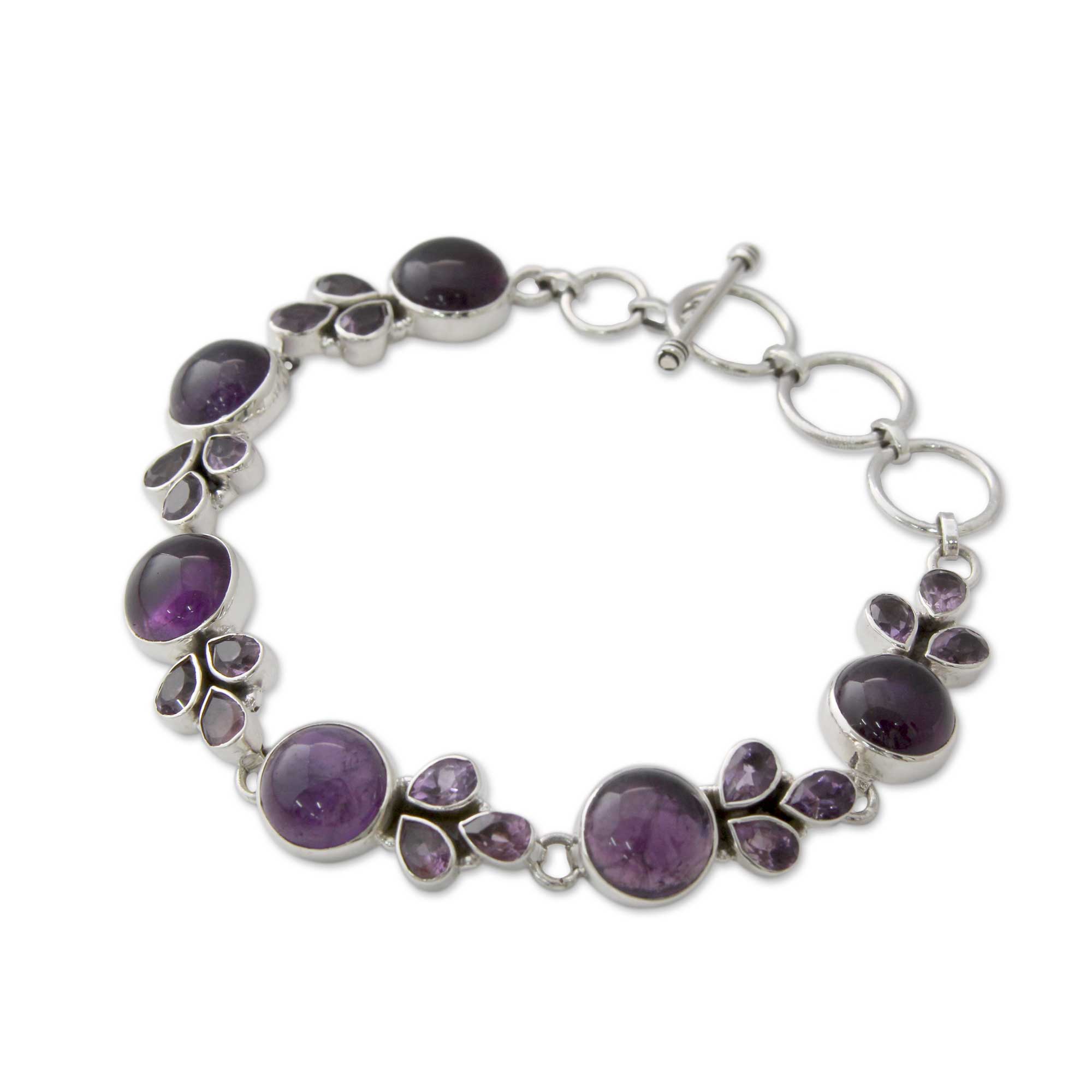 Premium Amethyst Silver Link Bracelet – Elegant Handcrafted Jewelry