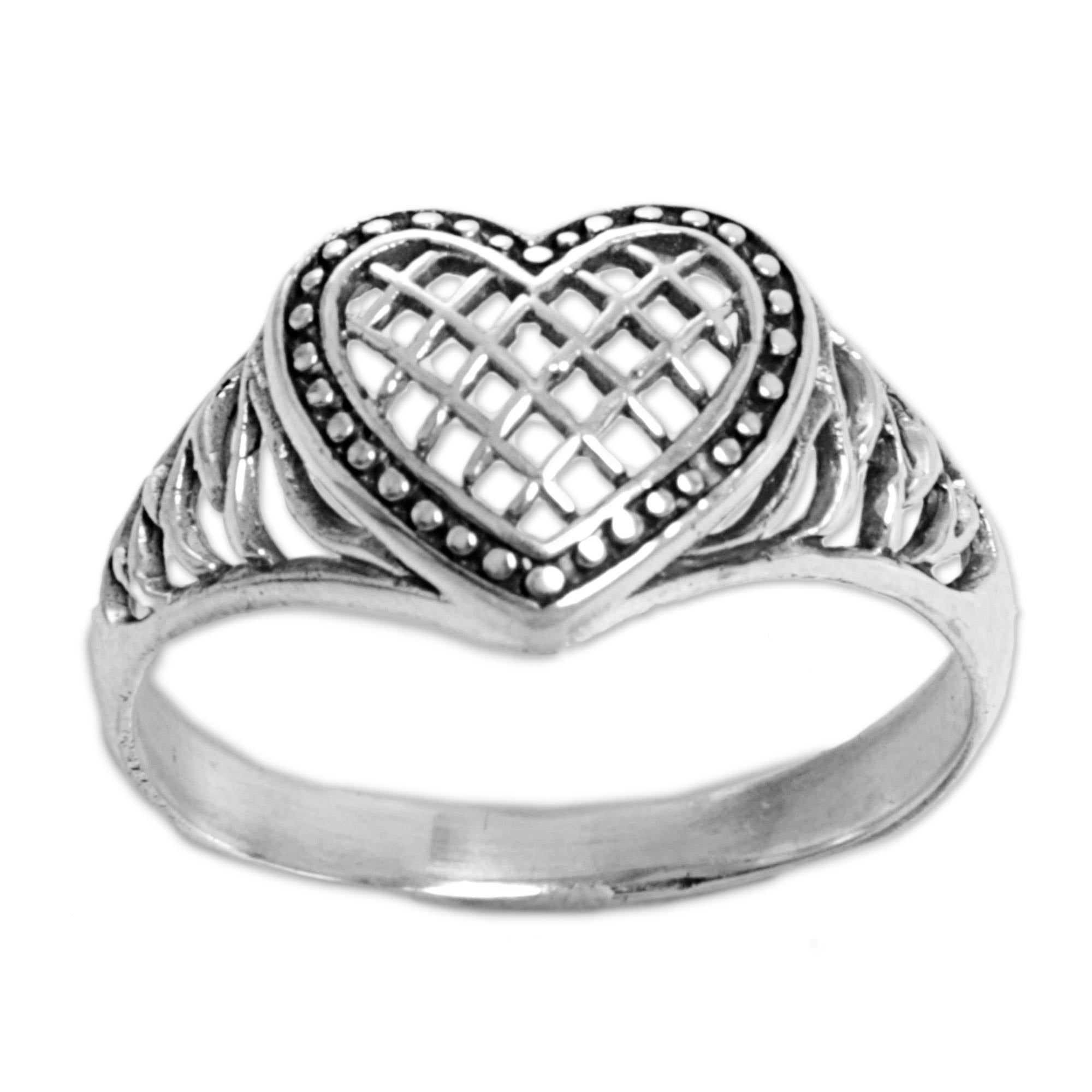 Premium Bali Heart Sterling Silver Cocktail Ring – Handcrafted Jewelry from Indonesia