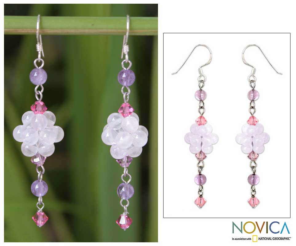 Premium Enchanted Bloom Multi-Gem Quartz Dangle Earrings