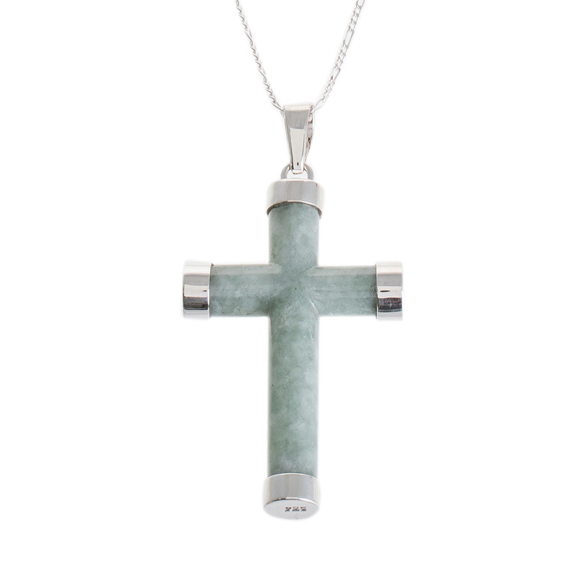 Premium Mayan Cross Necklace - Sterling Silver & Jade