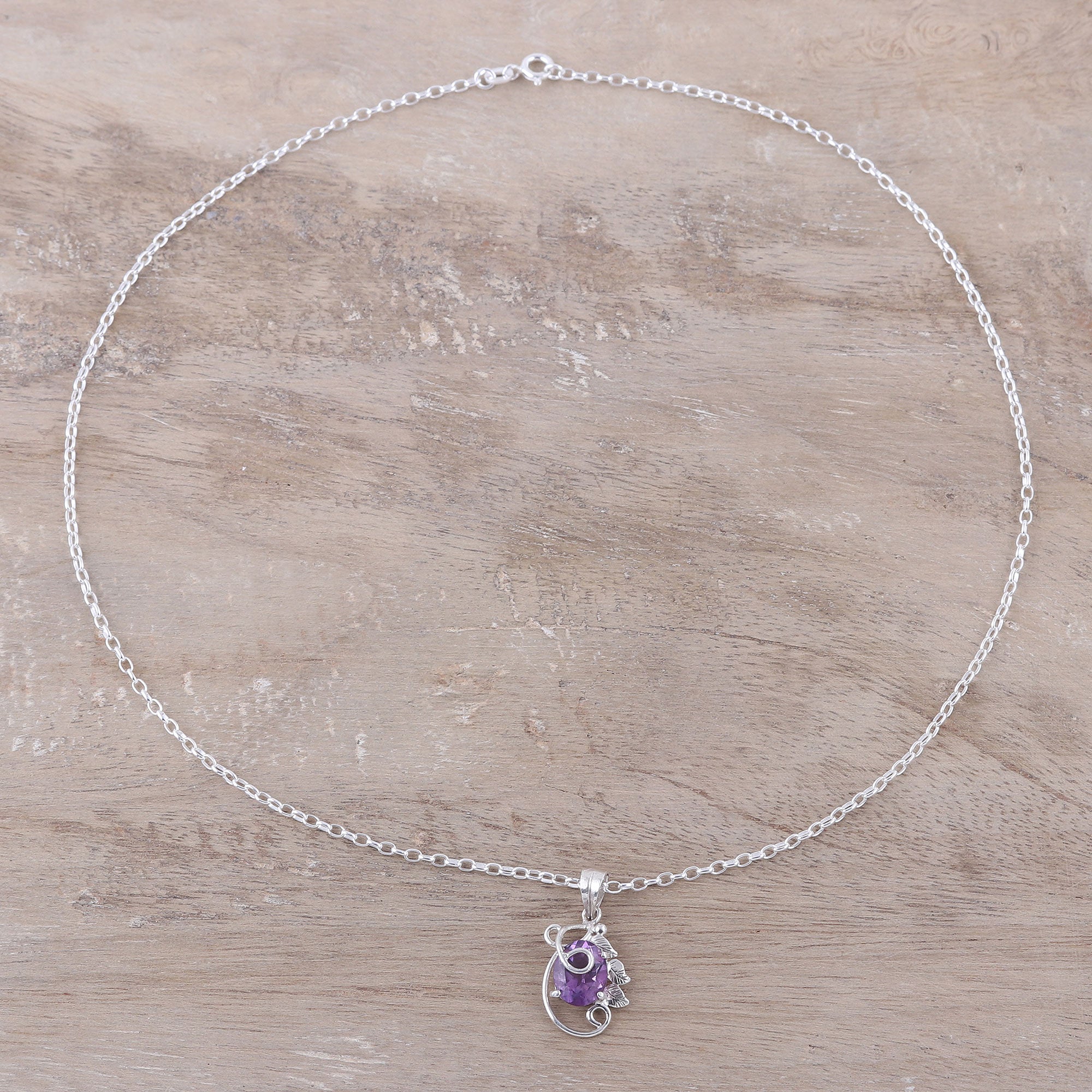 Premium Lilac Amethyst Sterling Silver Pendant Necklace - Handcrafted Elegance