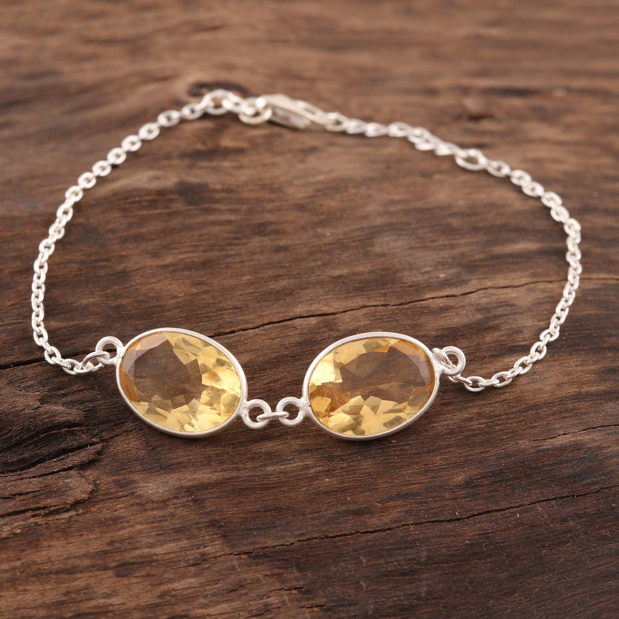 Premium 12-Carat Citrine Pendant Bracelet – Handcrafted Sterling Silver Jewelry