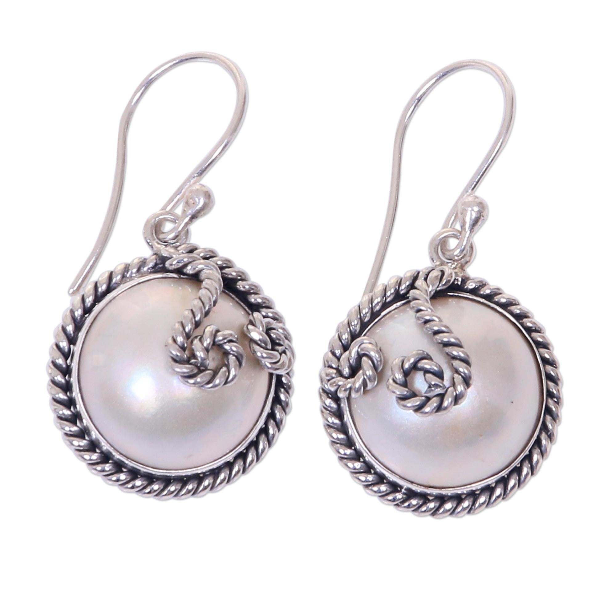 Premium Night Moon Handcrafted Cultured Pearl Dangle Earrings