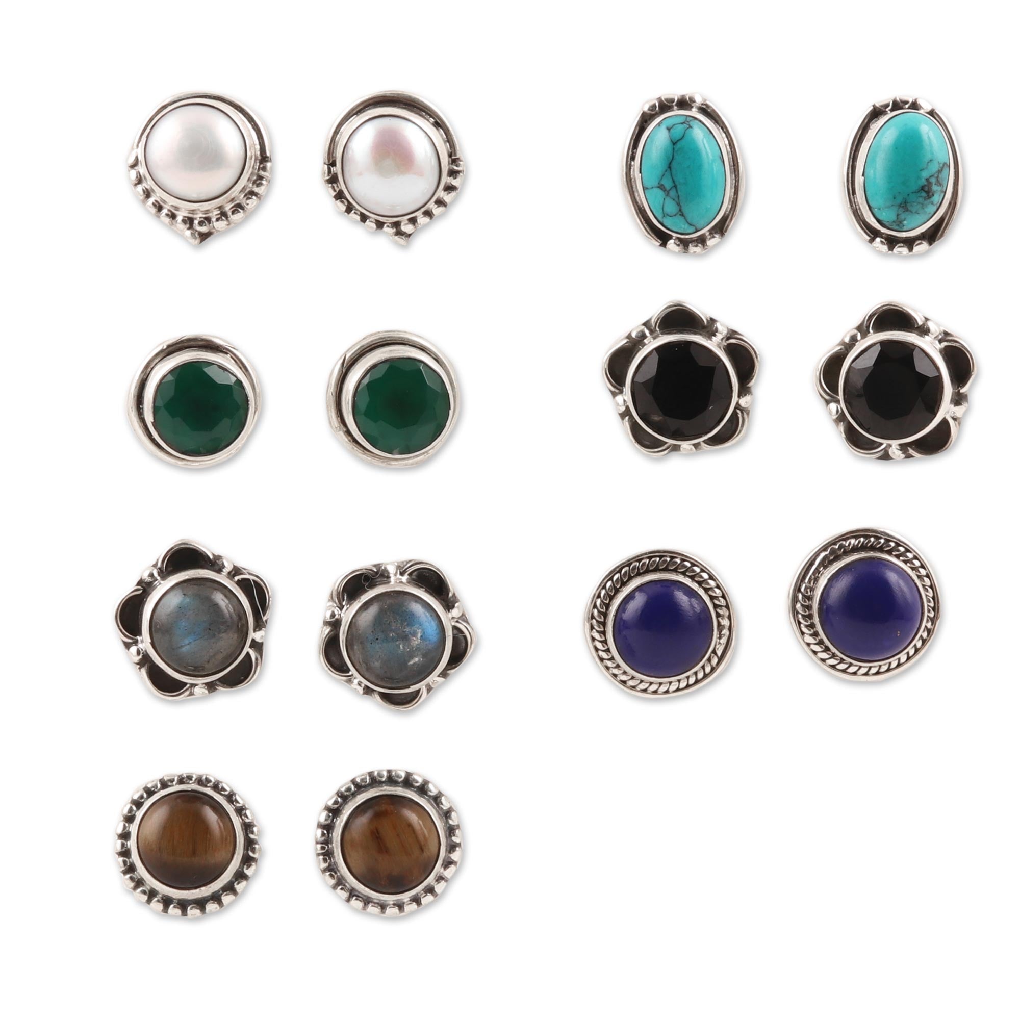 Ultimate Everyday Gemstone Stud Earrings Set - 7 Pairs for Every Day of the Week