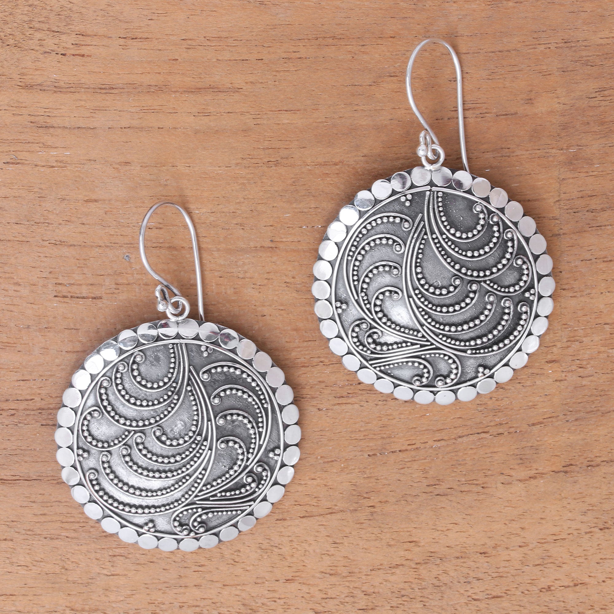 Premium Bali Artisan Sterling Silver Dangle Earrings - Sun Empress Collection