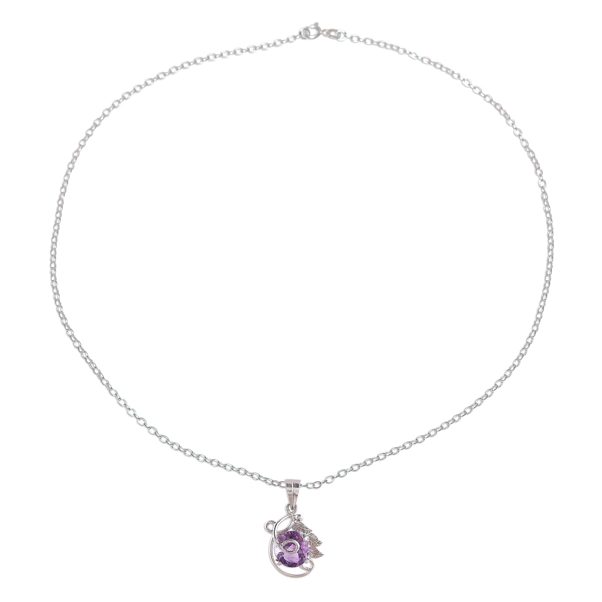 Premium Lilac Amethyst Sterling Silver Pendant Necklace - Handcrafted Elegance