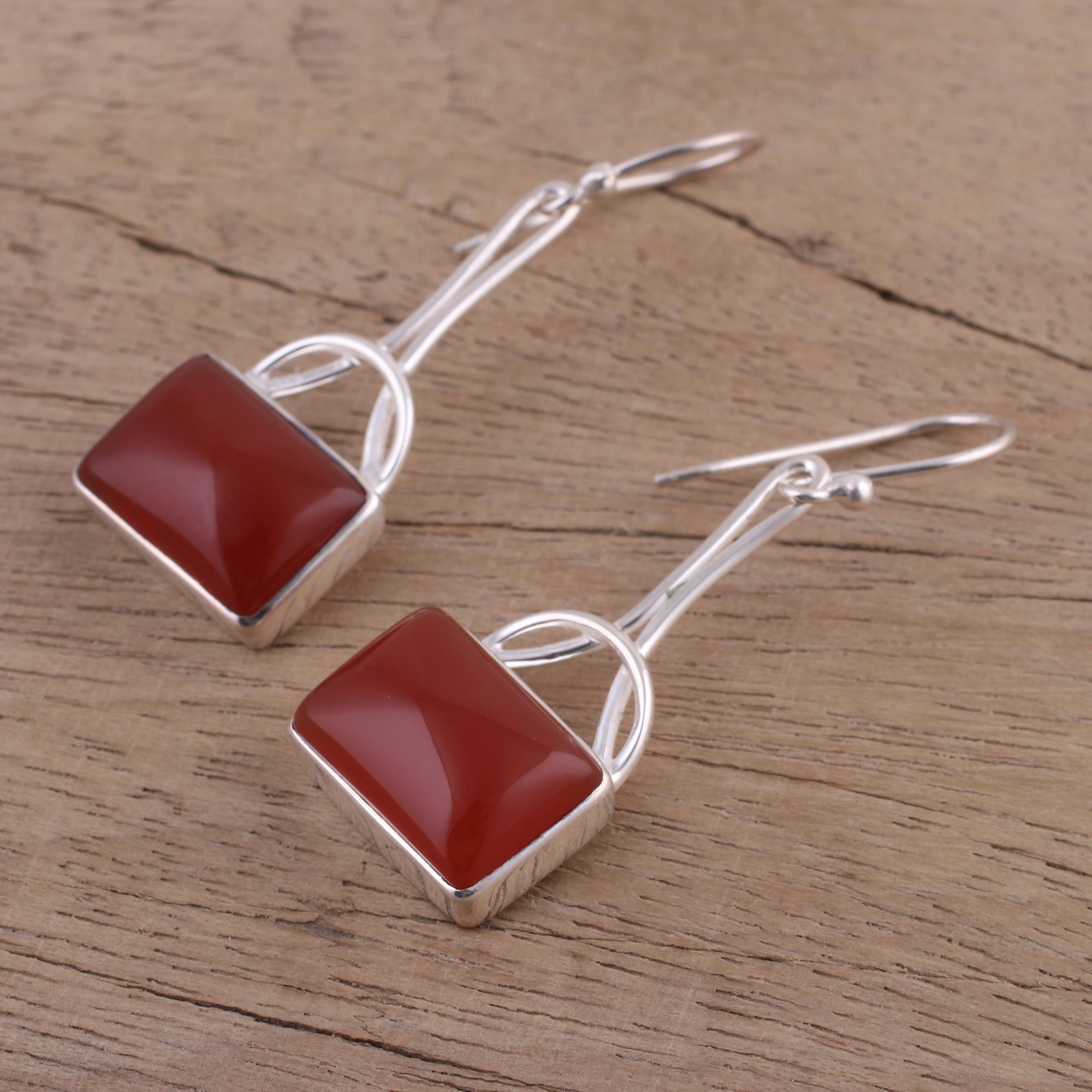 Premium Mystical Gaze Scarlet Onyx Dangle Earrings - Handcrafted in India