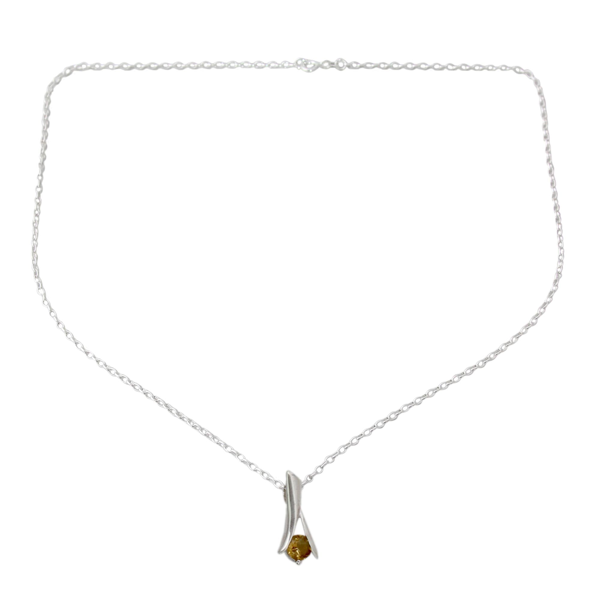 Premium Chennai Sun Citrine Necklace - Sterling Silver Modern Jewelry