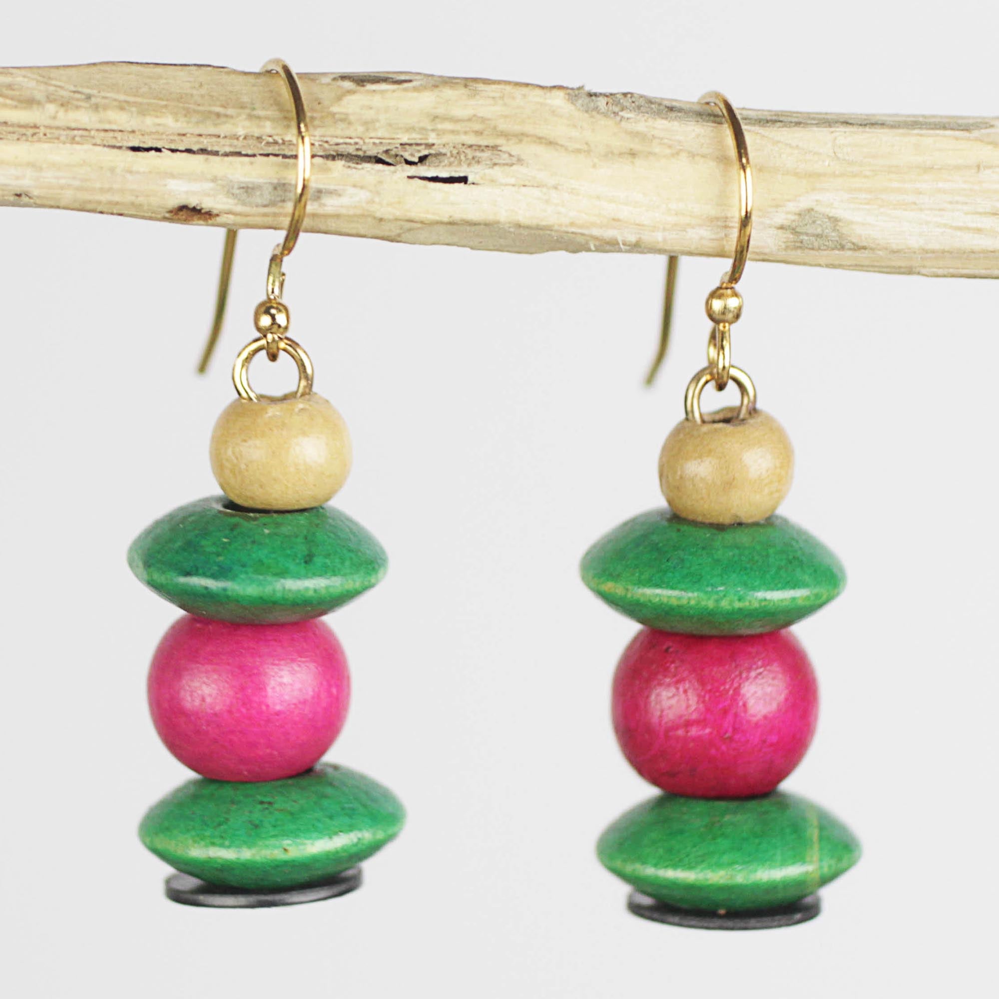 Premium Raspberry Bush Beaded Dangle Earrings - Eco-Chic Style