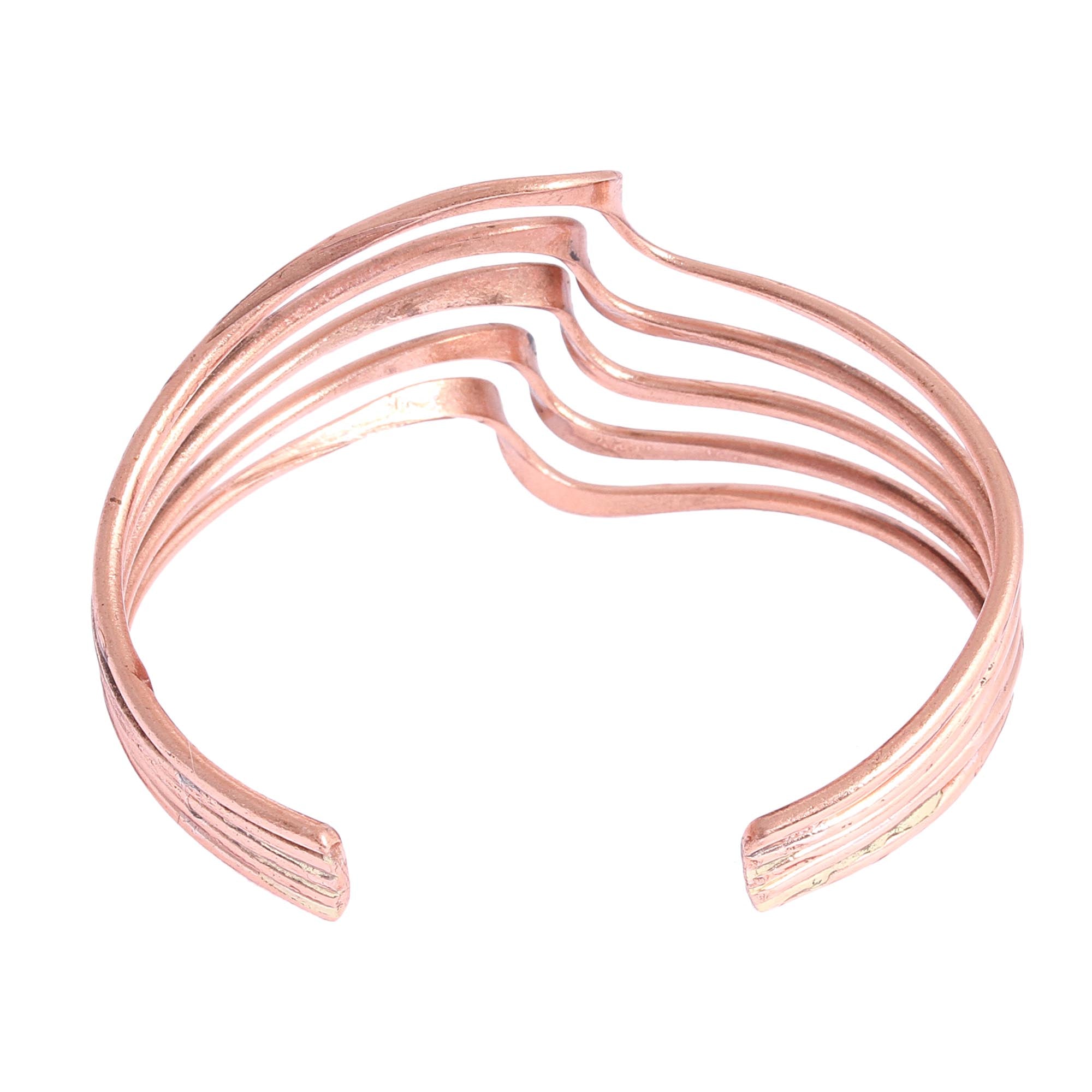 Premium Copper Wave Cuff Bracelet - Handcrafted Elegance